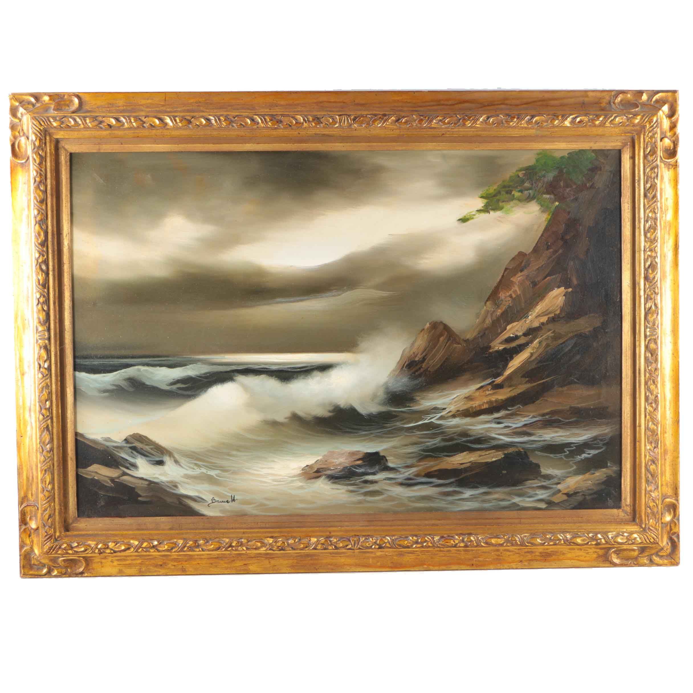 Brunetti Oil Painting on Canvas of Crashing Waves