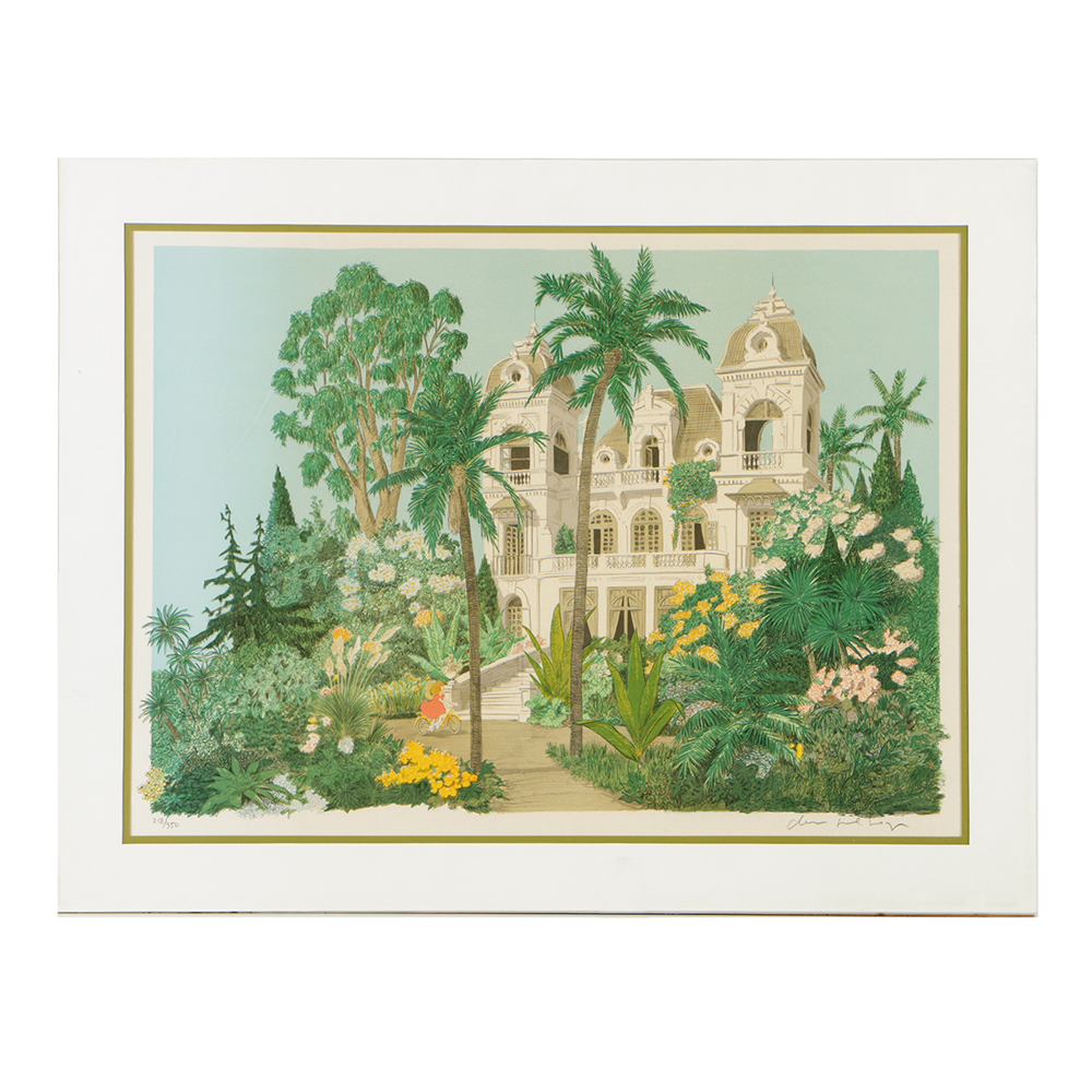 Limited Edition Lithograph on Paper Tropical Landscape