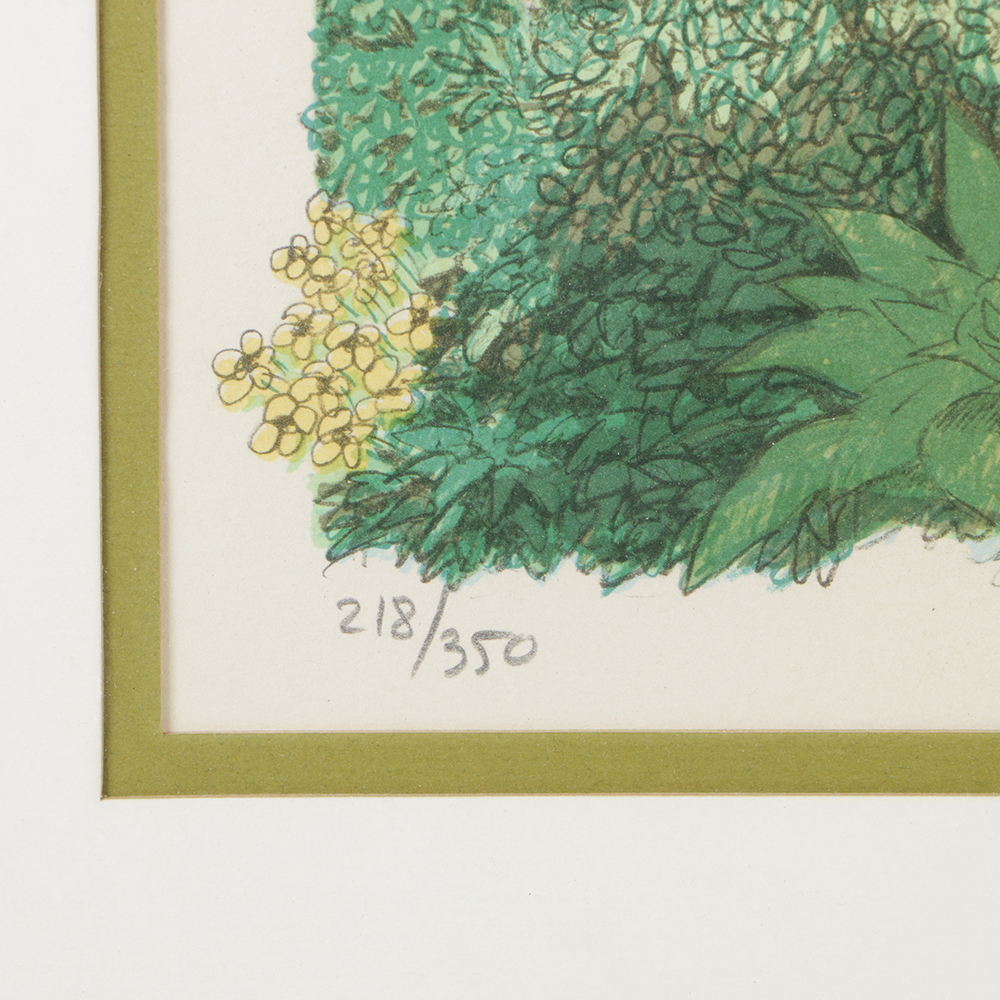 Limited Edition Lithograph on Paper Tropical Landscape