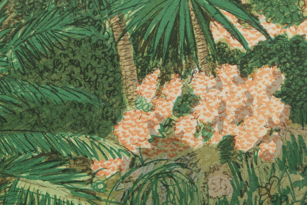 Limited Edition Lithograph on Paper Tropical Landscape
