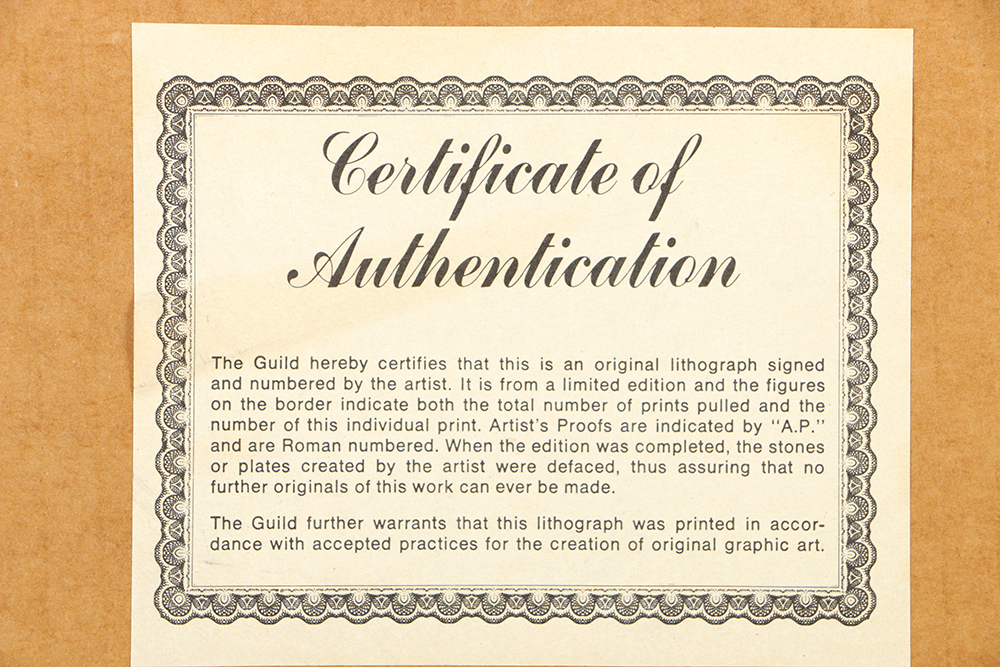 Limited Edition Lithograph on Paper Tropical Landscape