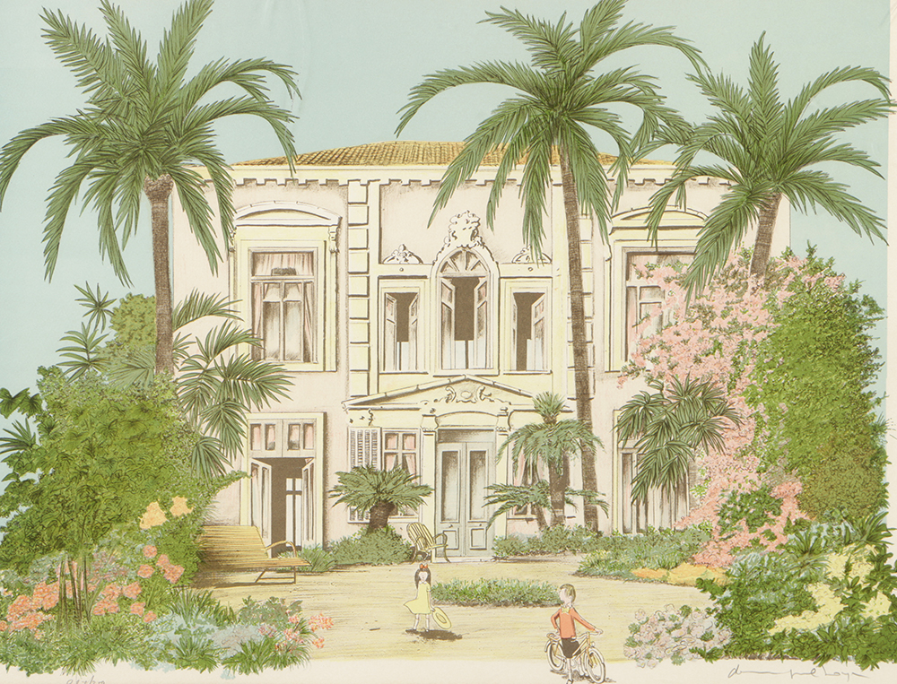 Limited Editing Lithograph on Paper of a Tropical Landscape