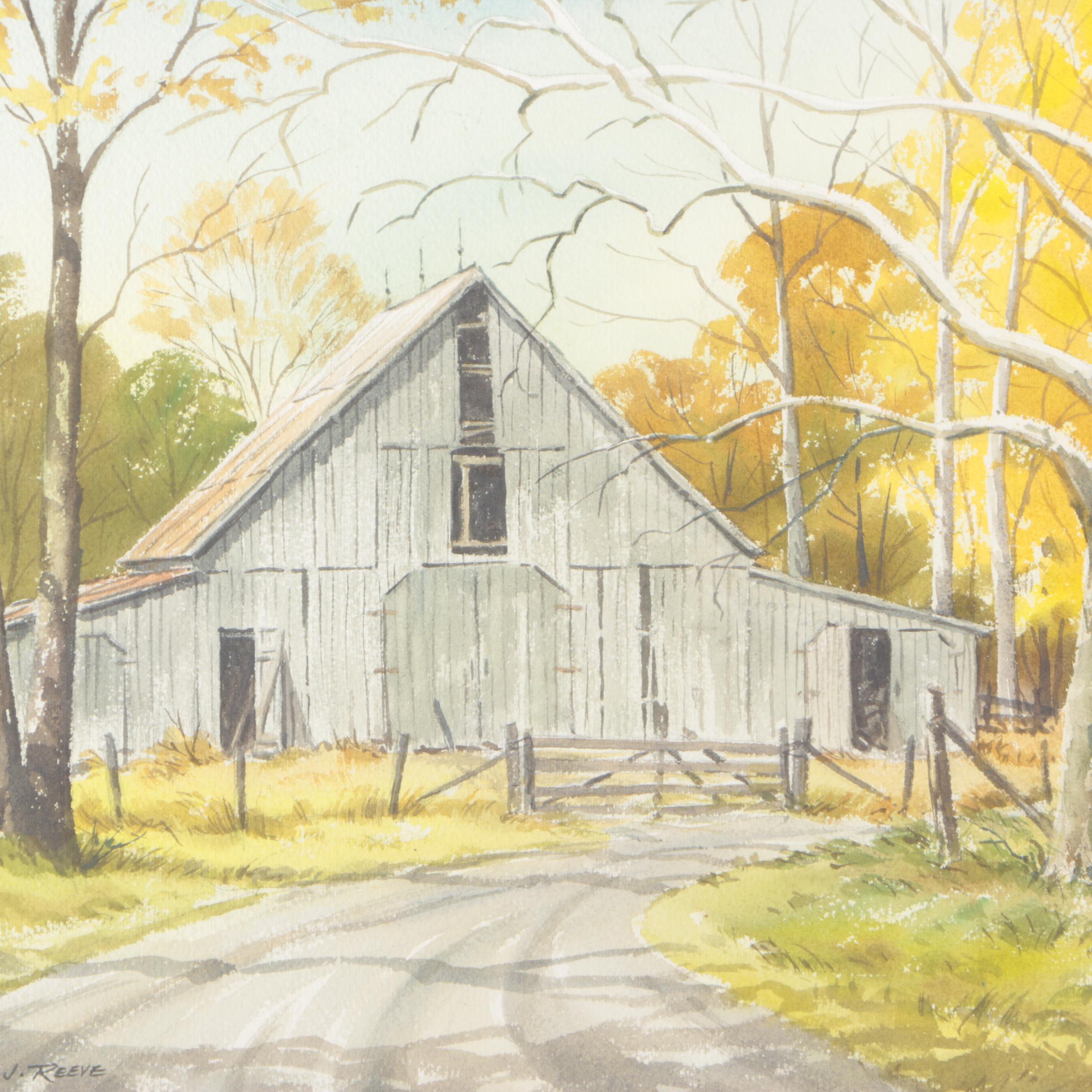 Kenneth J. Reeve Watercolor on Paper "Autumn Day"