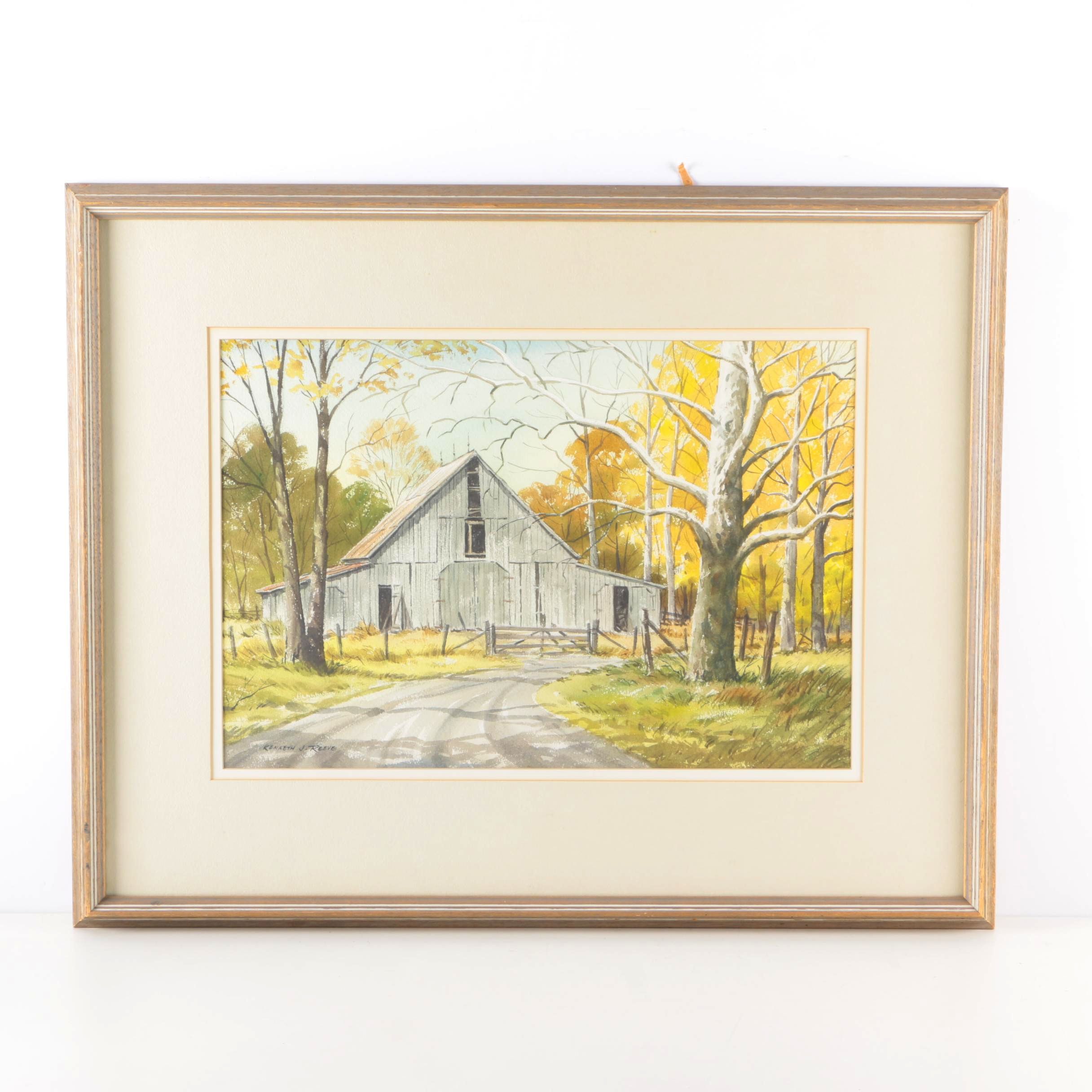 Kenneth J. Reeve Watercolor on Paper "Autumn Day"