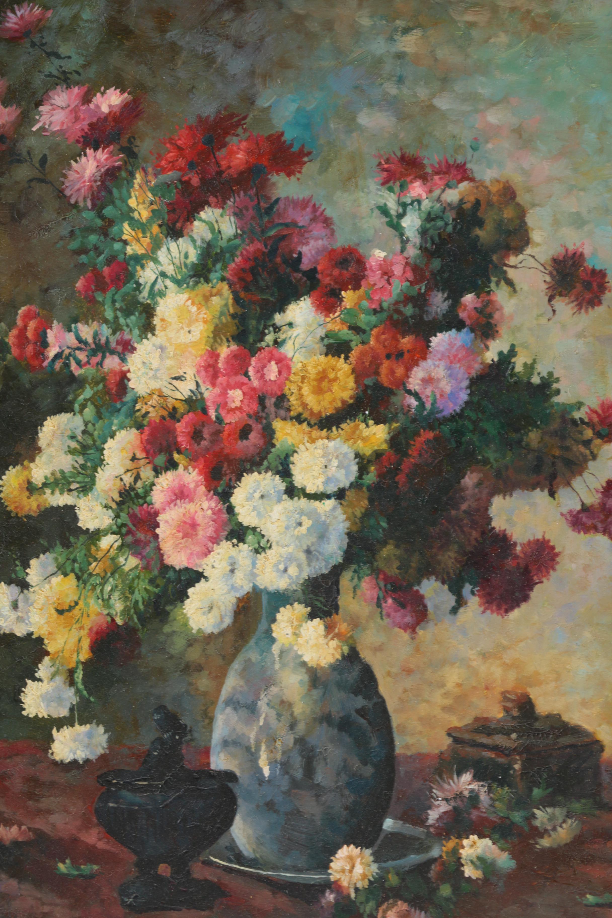D. Morton Oil Painting on Wood Panel Floral Still Life