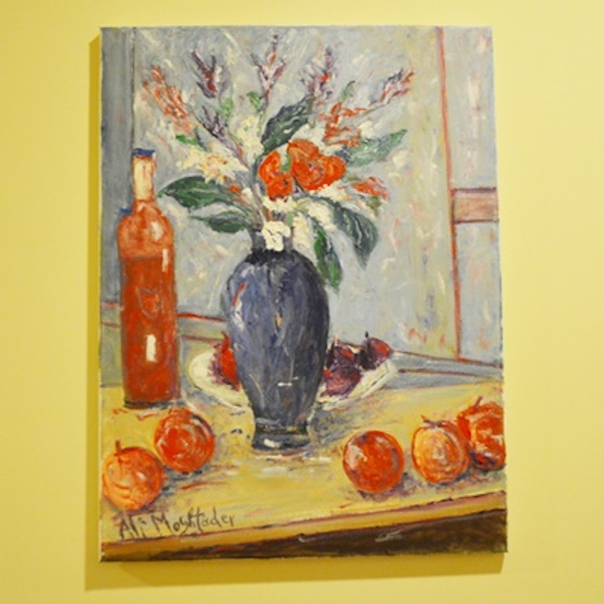 Ali Moghtader Signed Oil on Canvas Still Life Painting