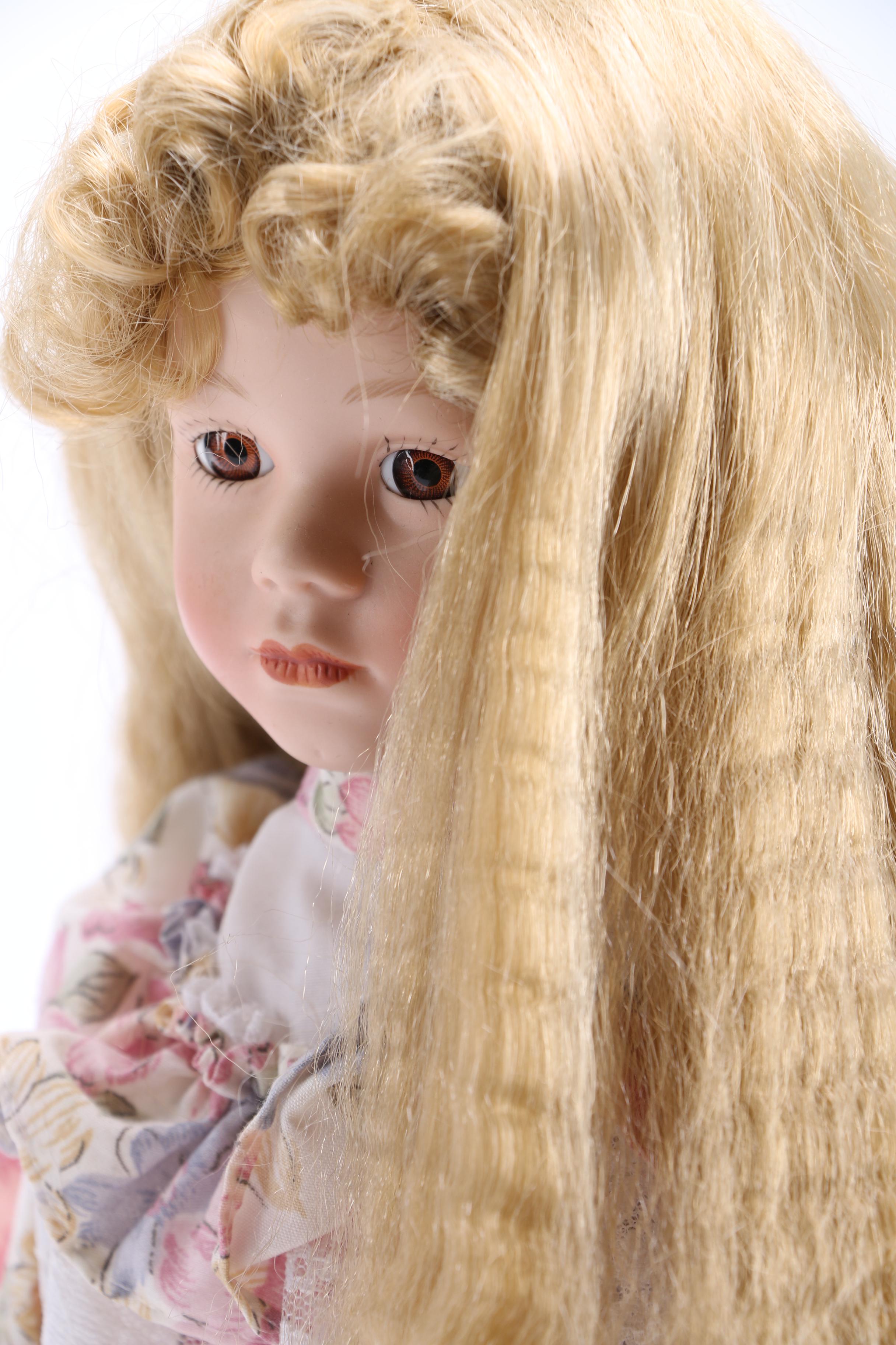 Floral Print Dressed Porcelain Dolls