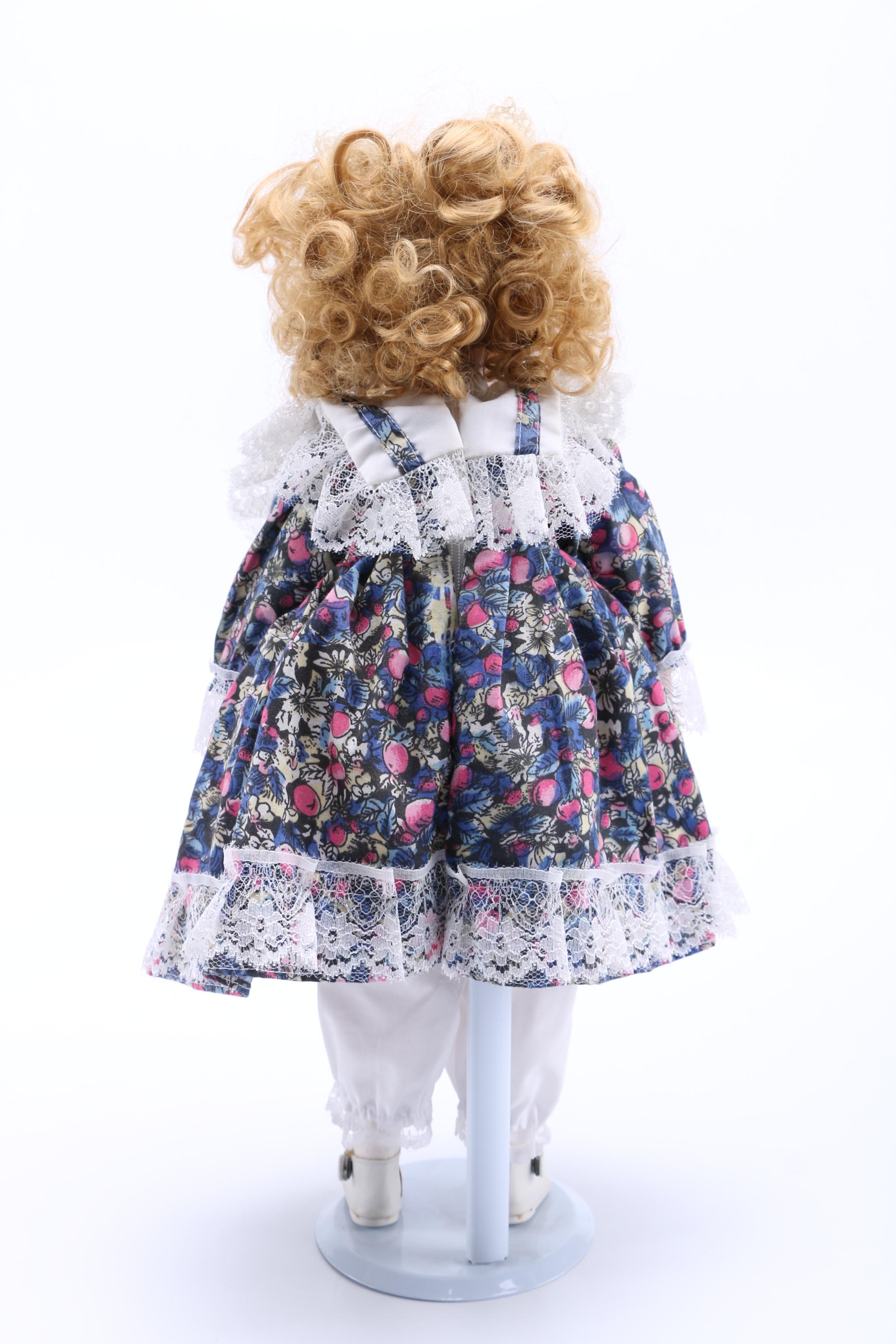 Floral Print Dressed Porcelain Dolls