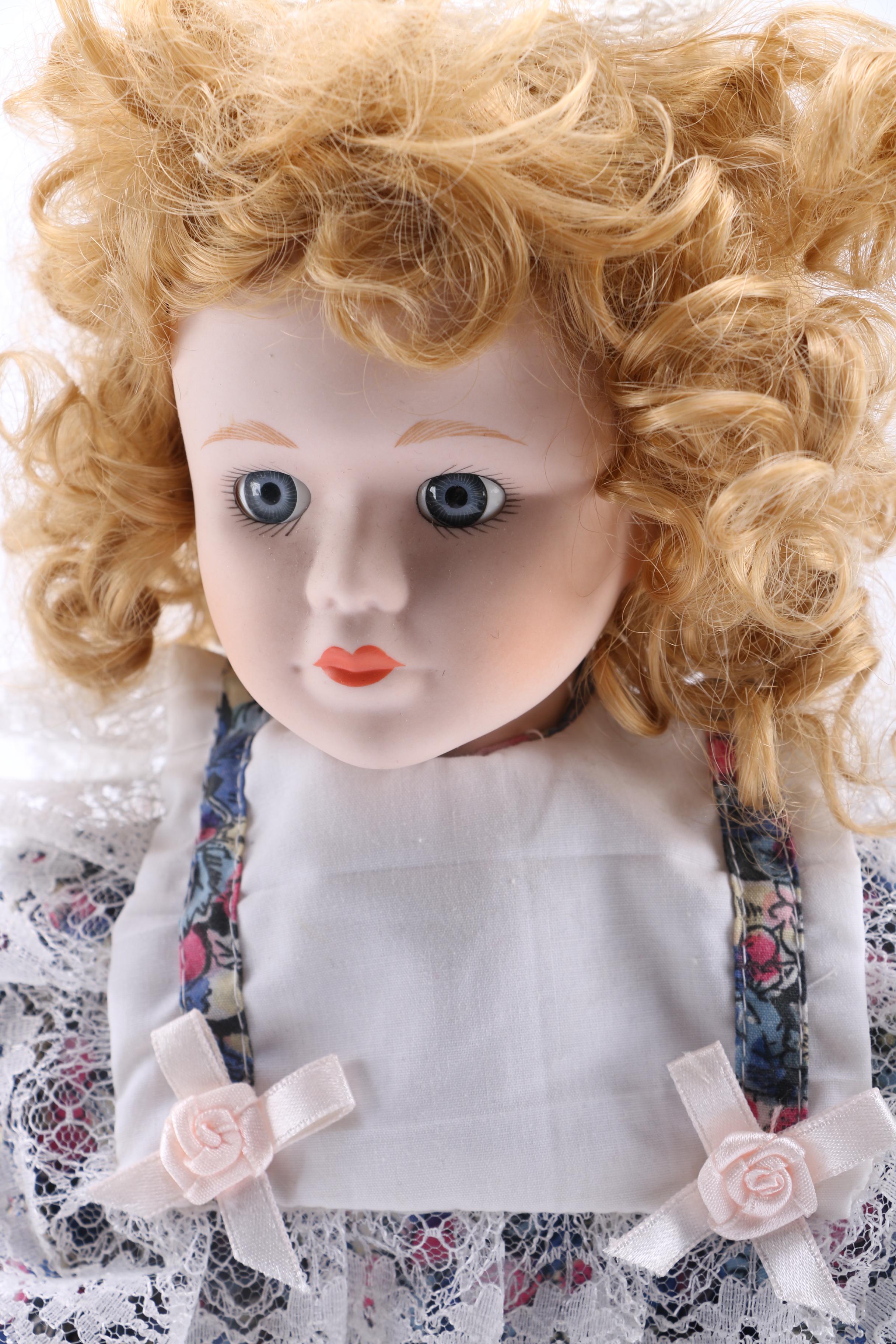 Floral Print Dressed Porcelain Dolls