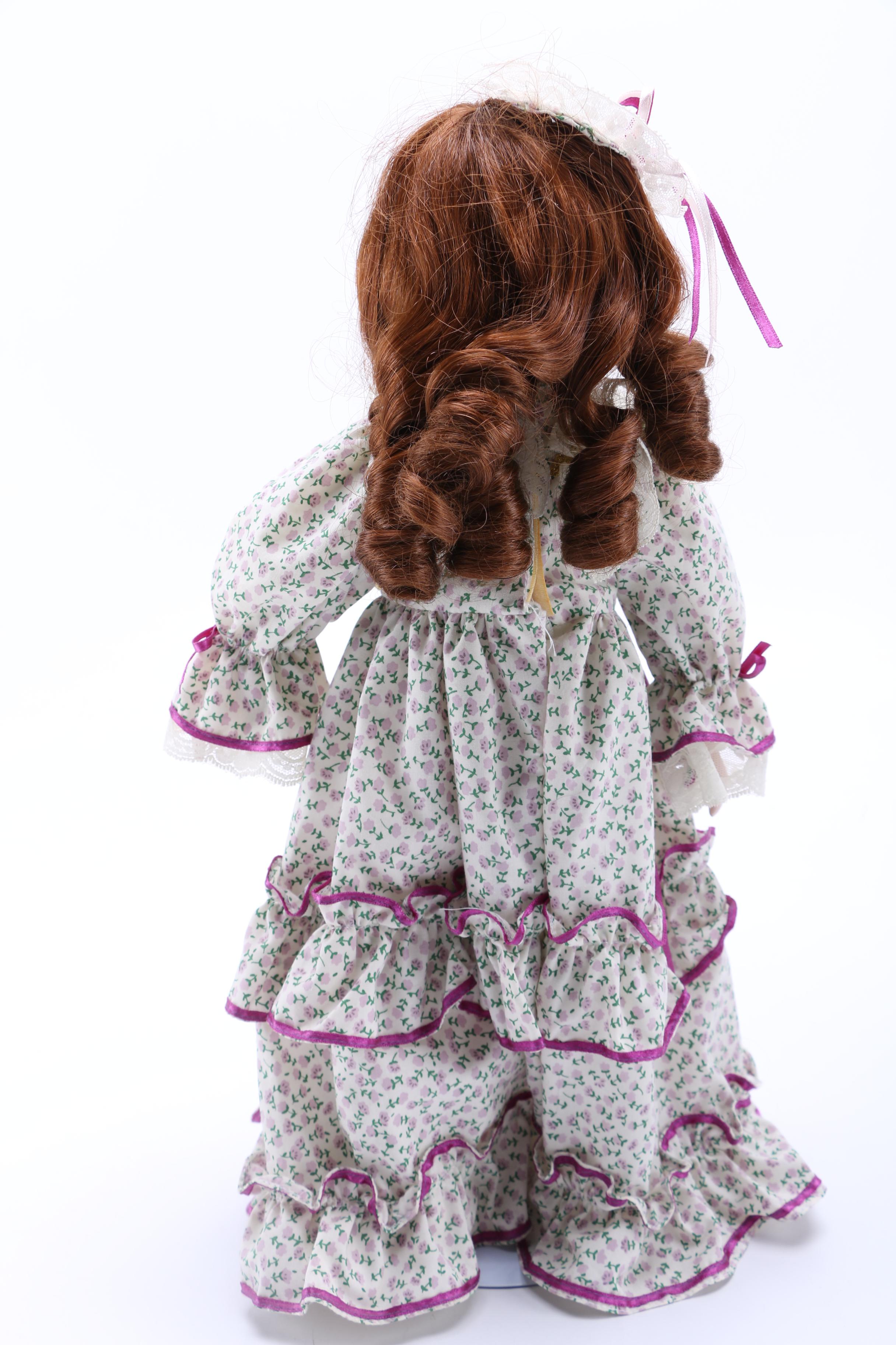 Floral Print Dressed Porcelain Dolls