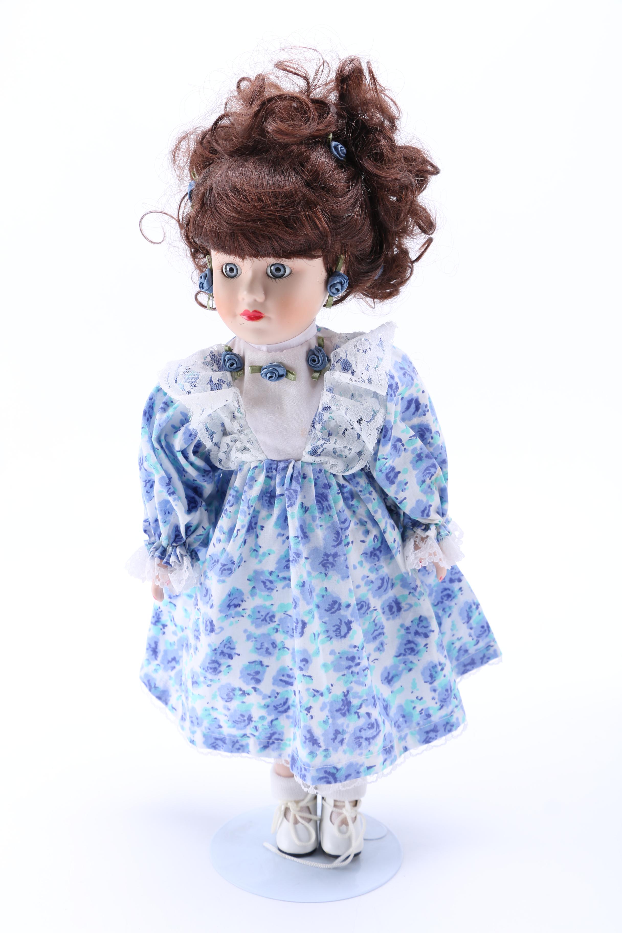 Floral Print Dressed Porcelain Dolls