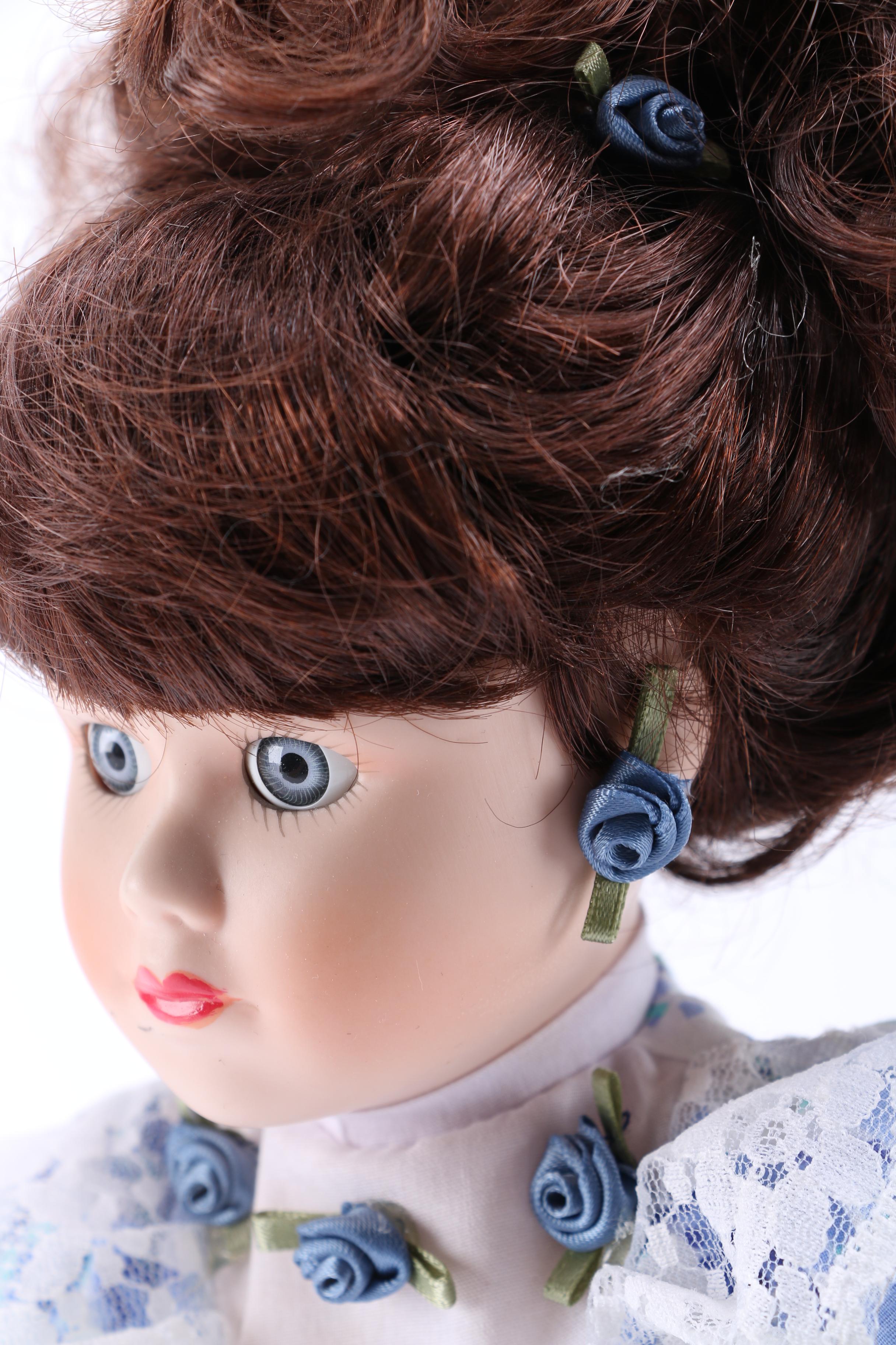 Floral Print Dressed Porcelain Dolls