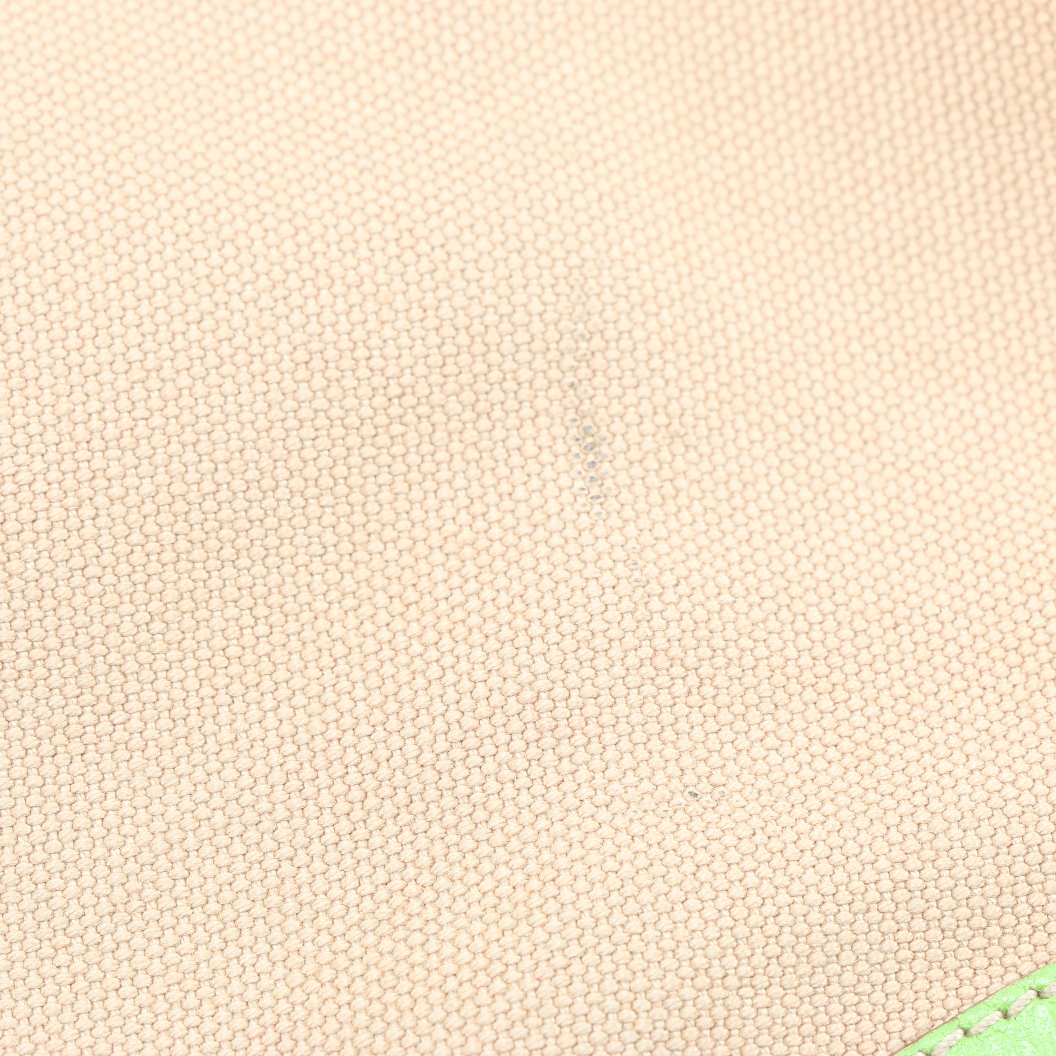 Prada Canvas and Green Leather Tote