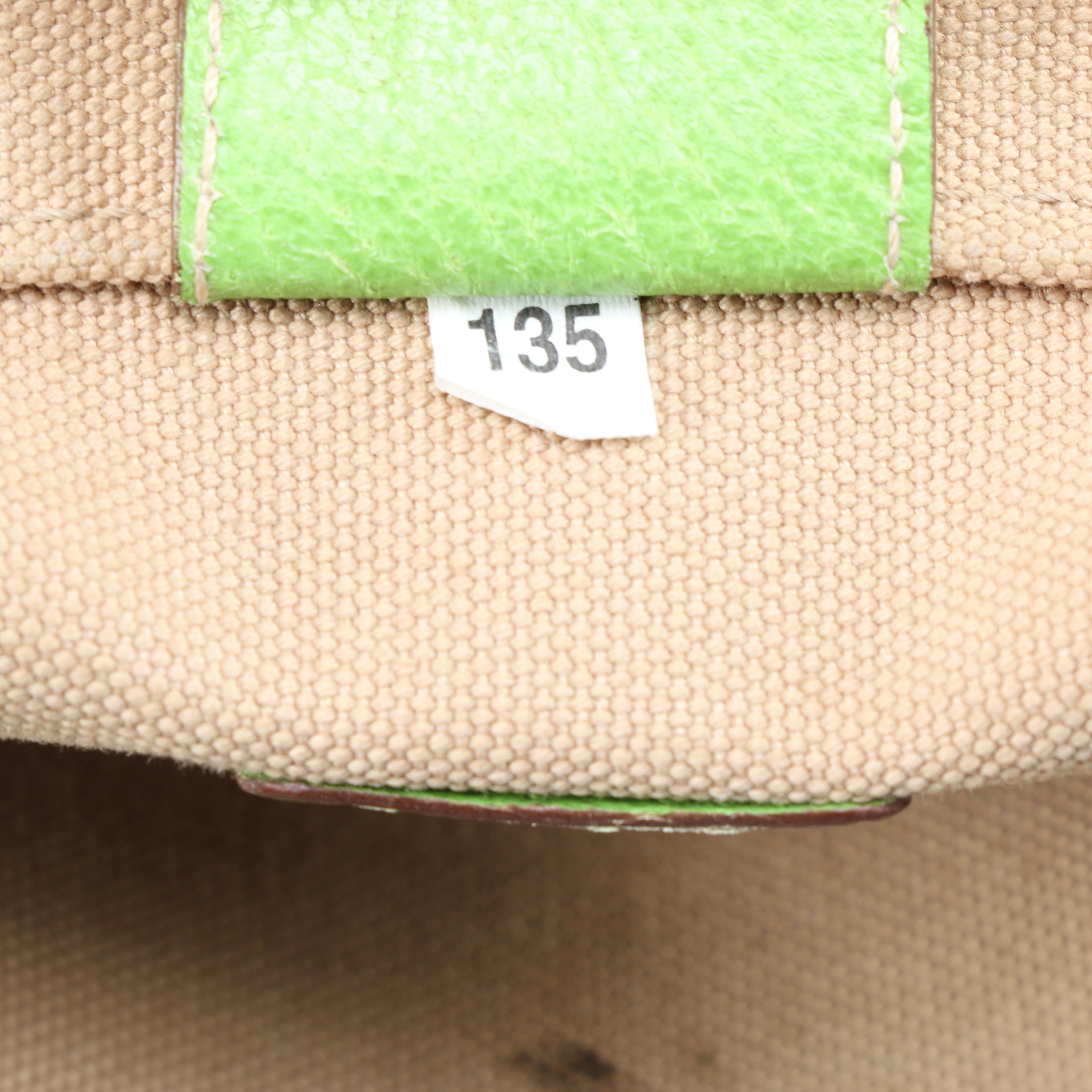 Prada Canvas and Green Leather Tote