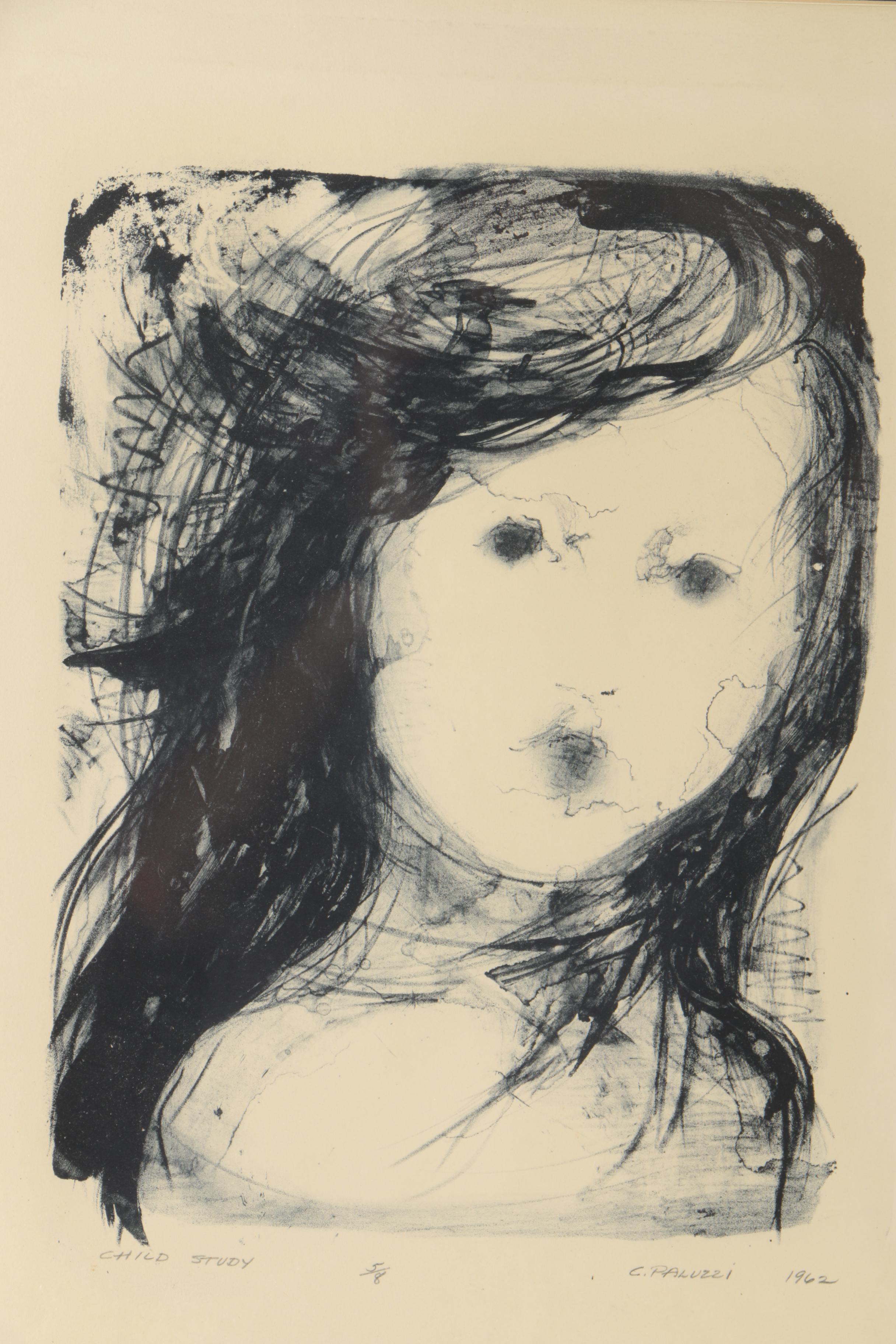 Claudine Paluzzi-Kelsey 1962 Limited Edition Lithograph "Child Study"