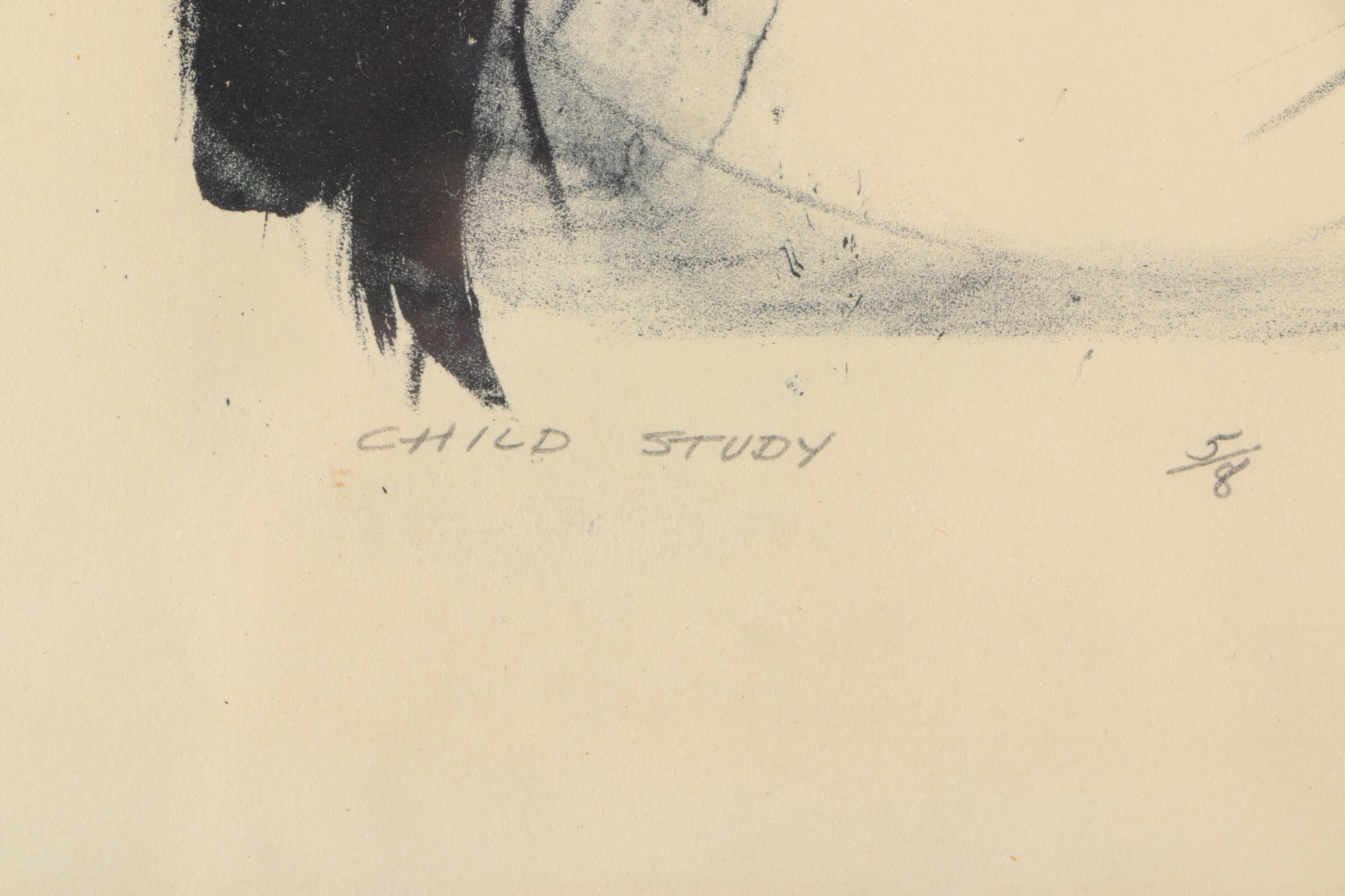 Claudine Paluzzi-Kelsey 1962 Limited Edition Lithograph "Child Study"