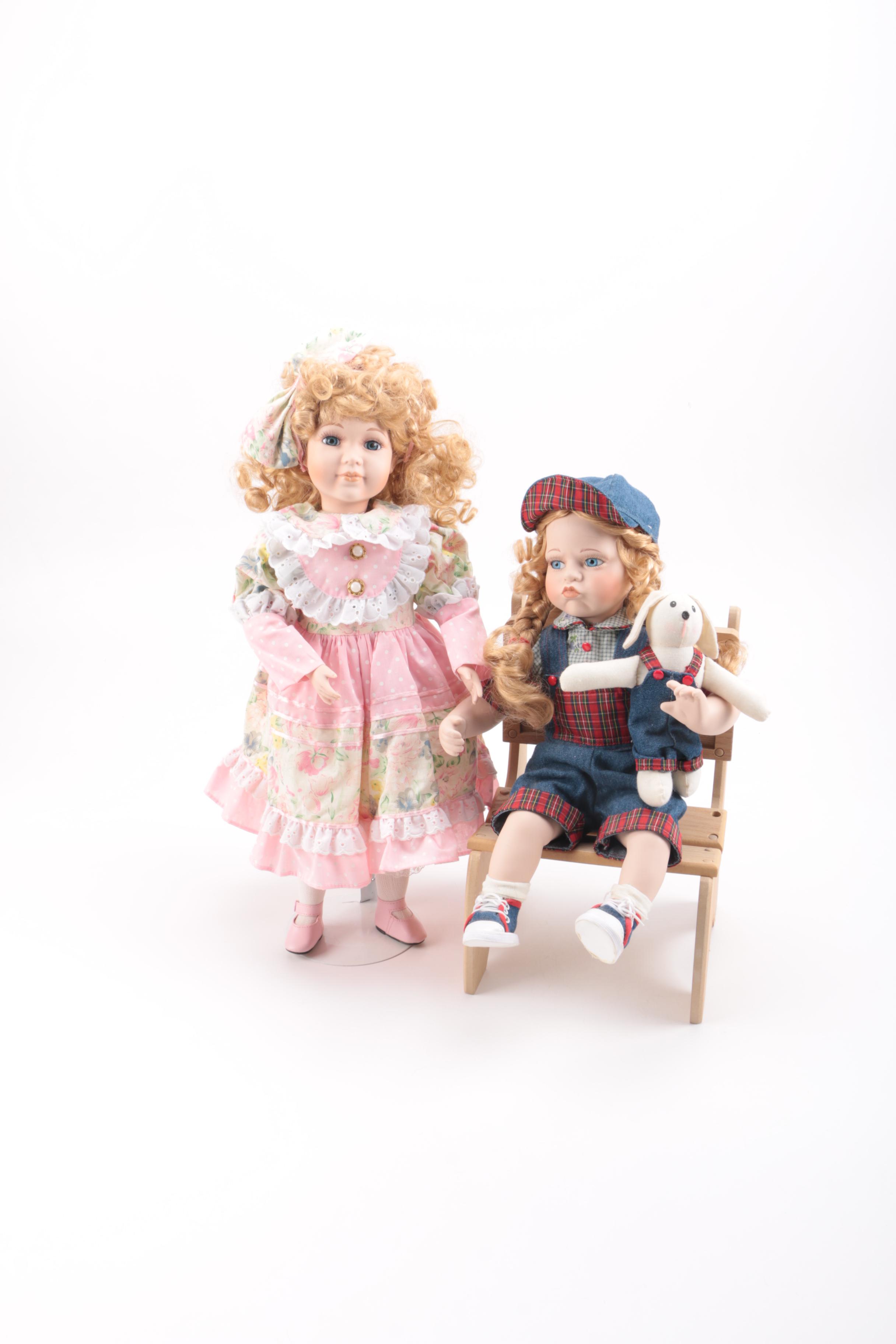 Pair of Porcelain Dolls
