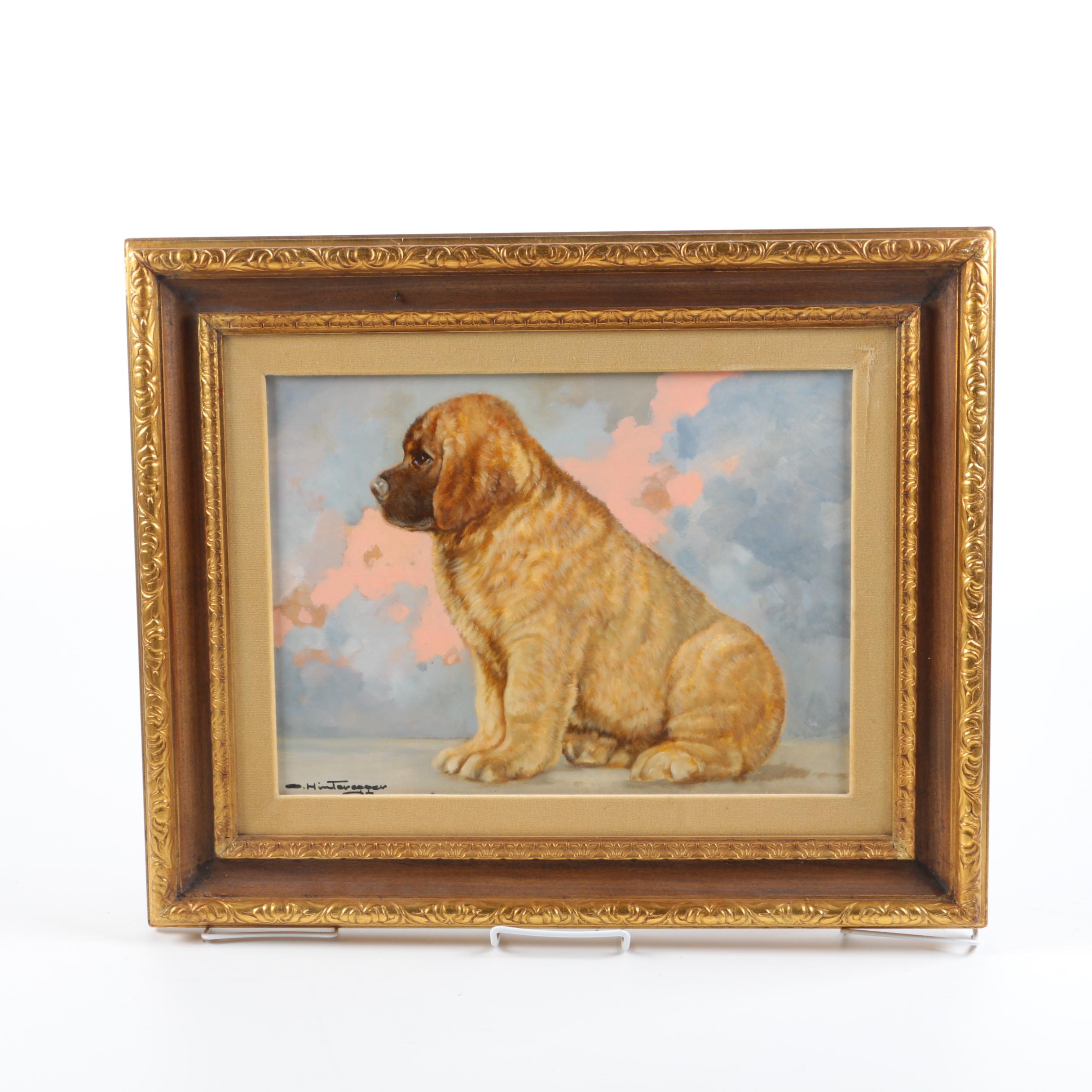 Otto Hinteregger Oil Painting on Canvas "Puppy"