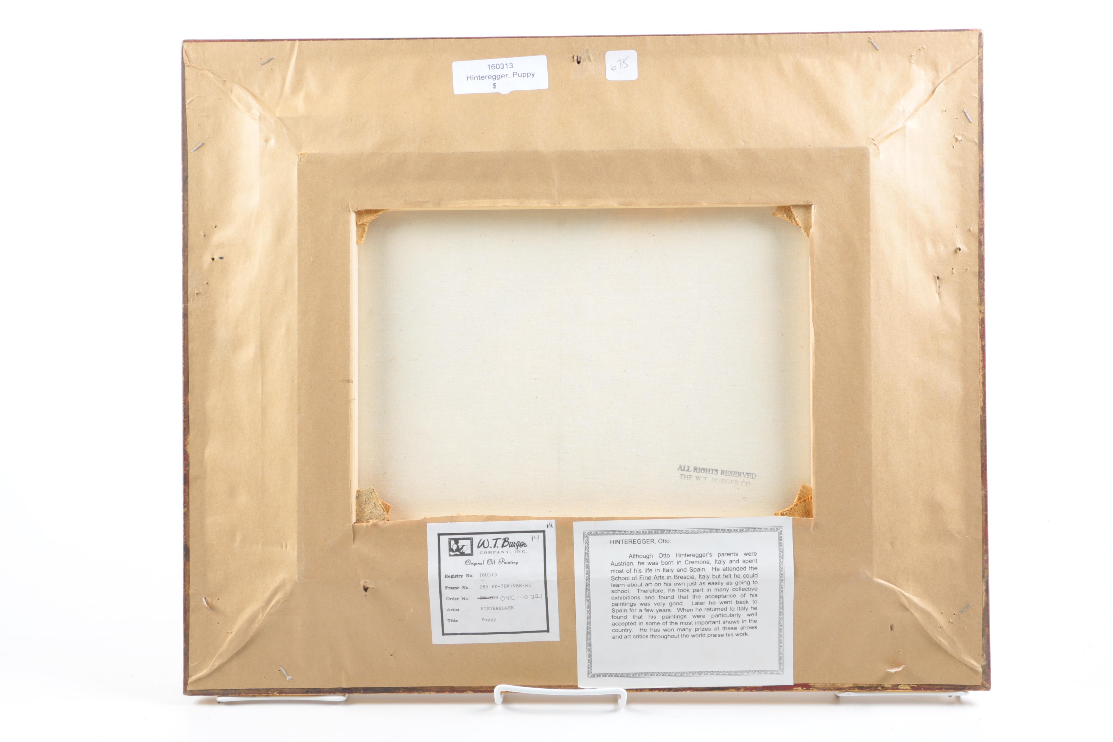 Otto Hinteregger Oil Painting on Canvas "Puppy"