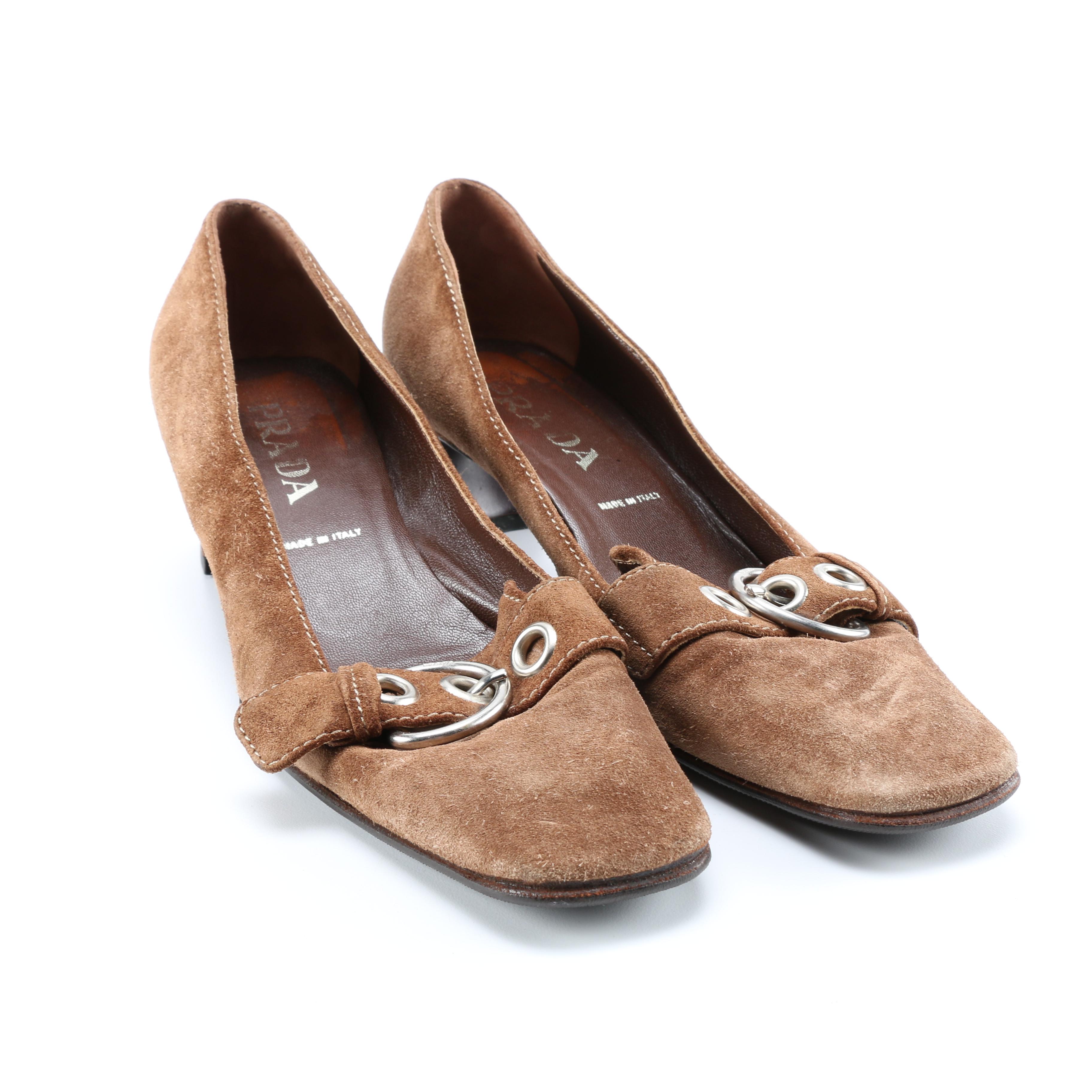Prada Brown Suede Heels