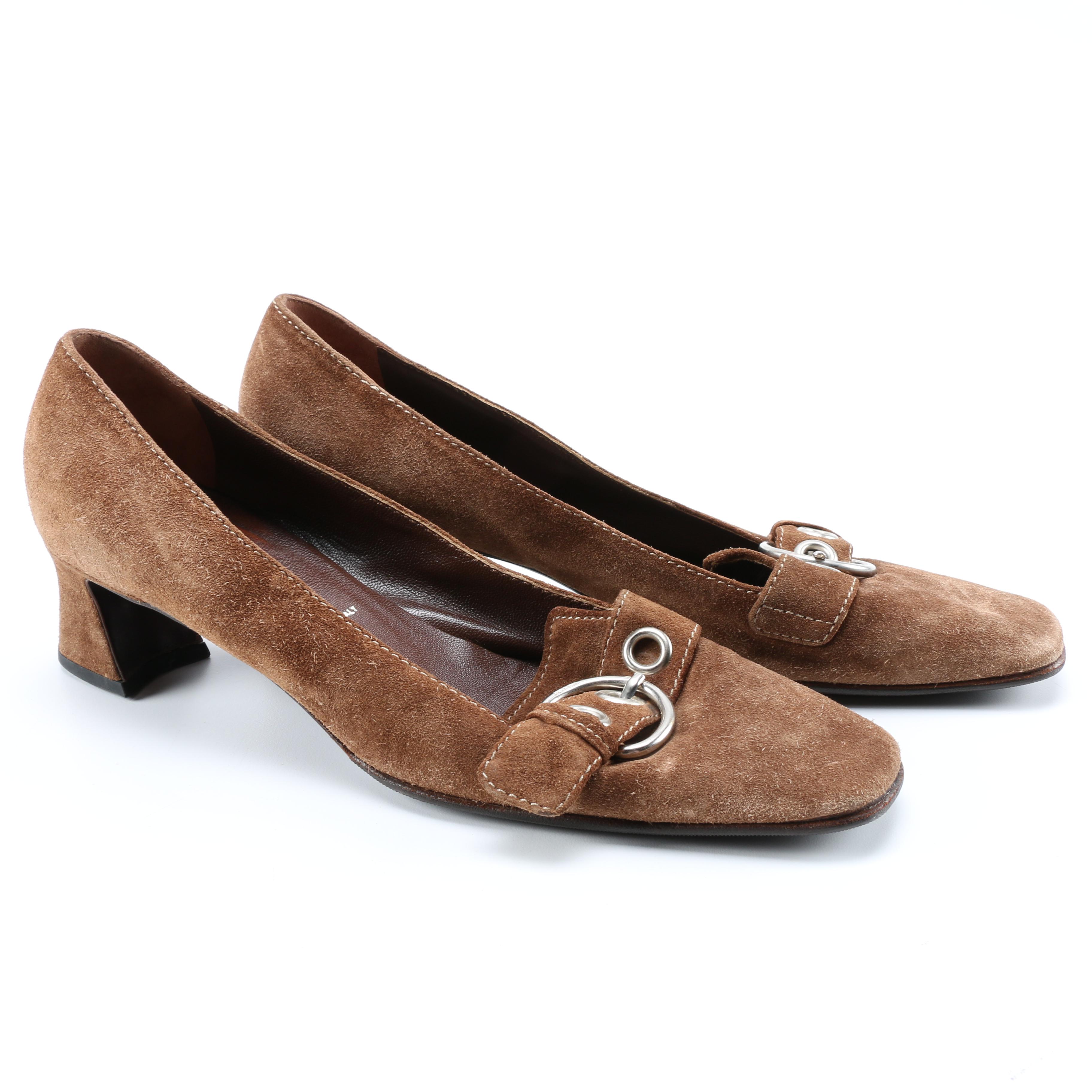 Prada Brown Suede Heels