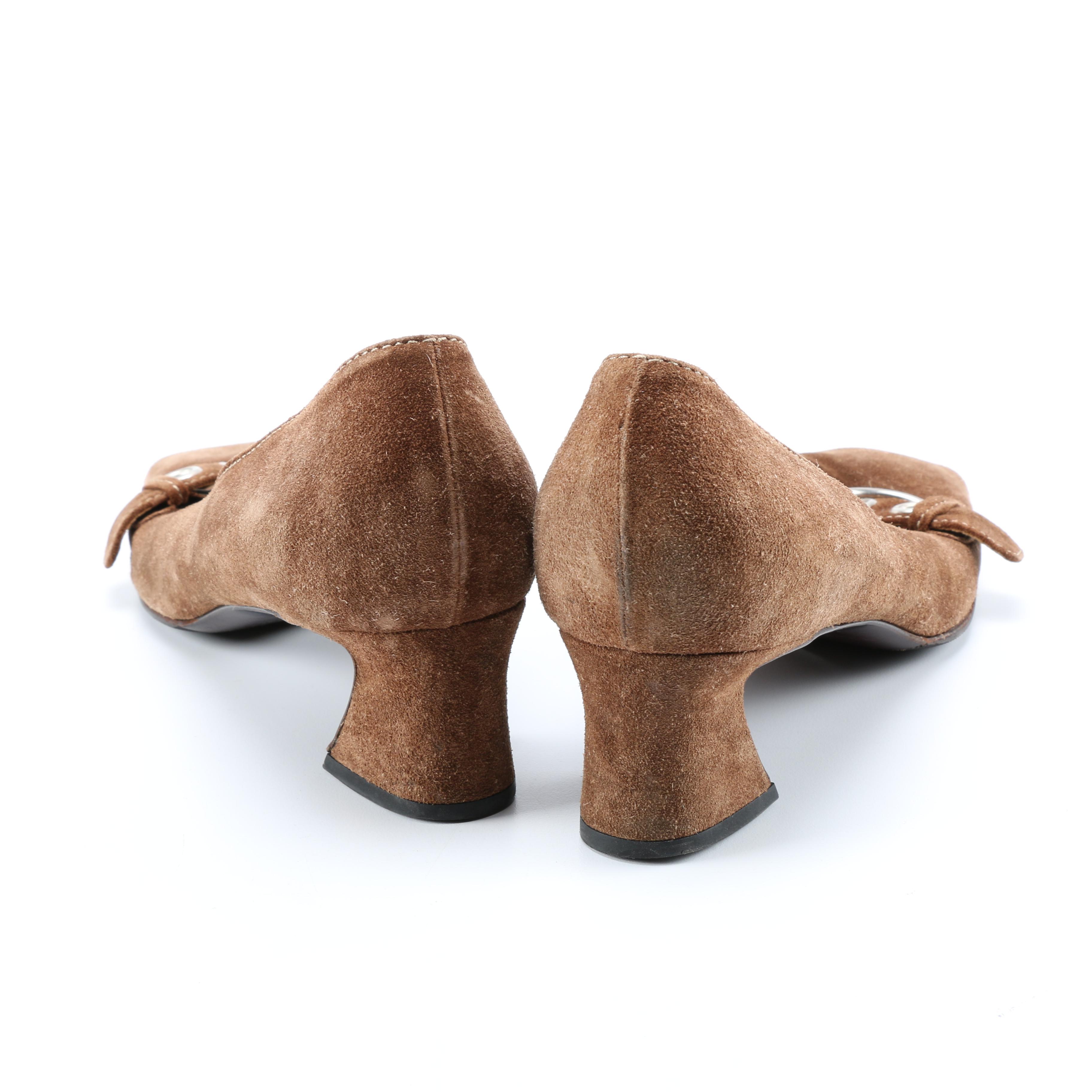 Prada Brown Suede Heels