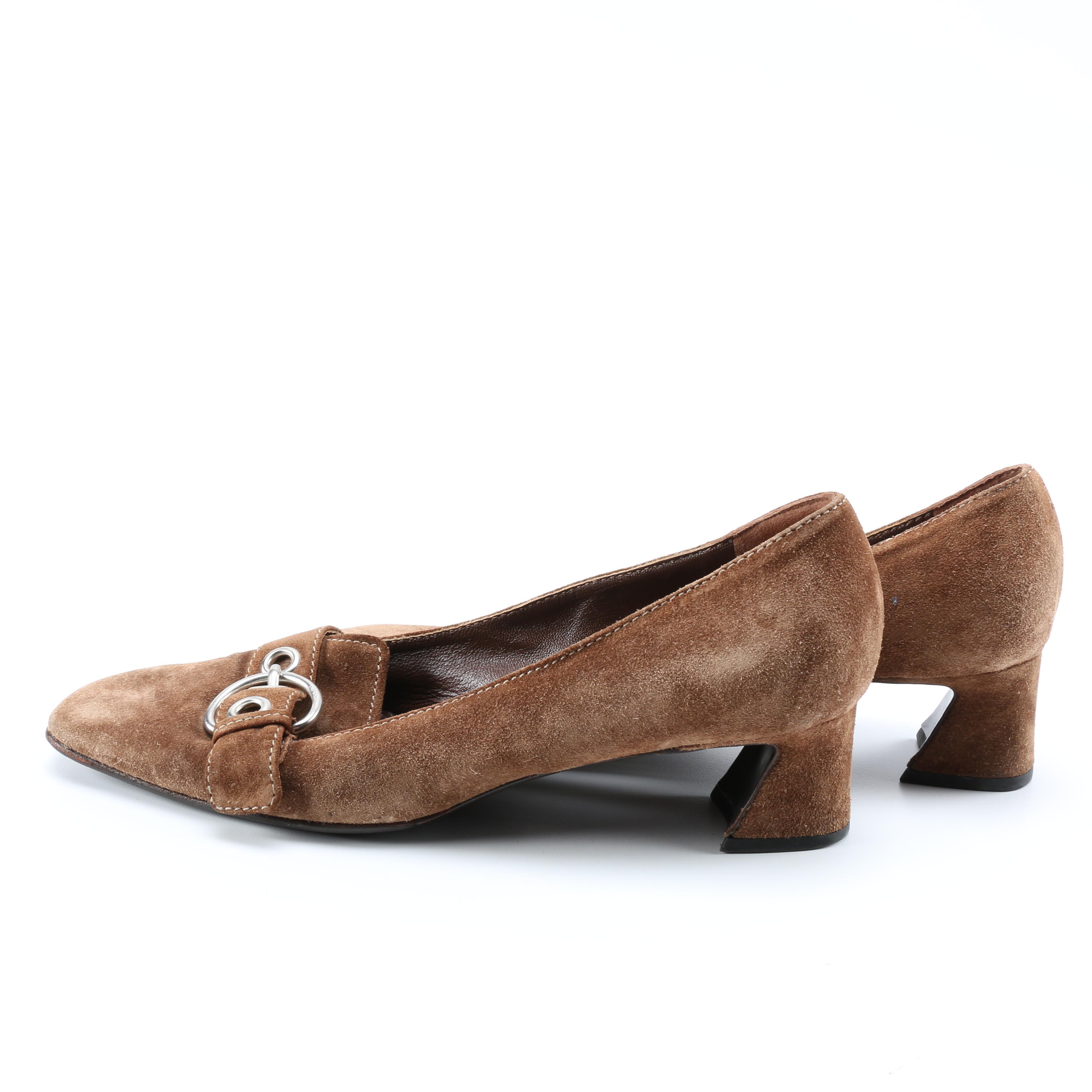 Prada Brown Suede Heels