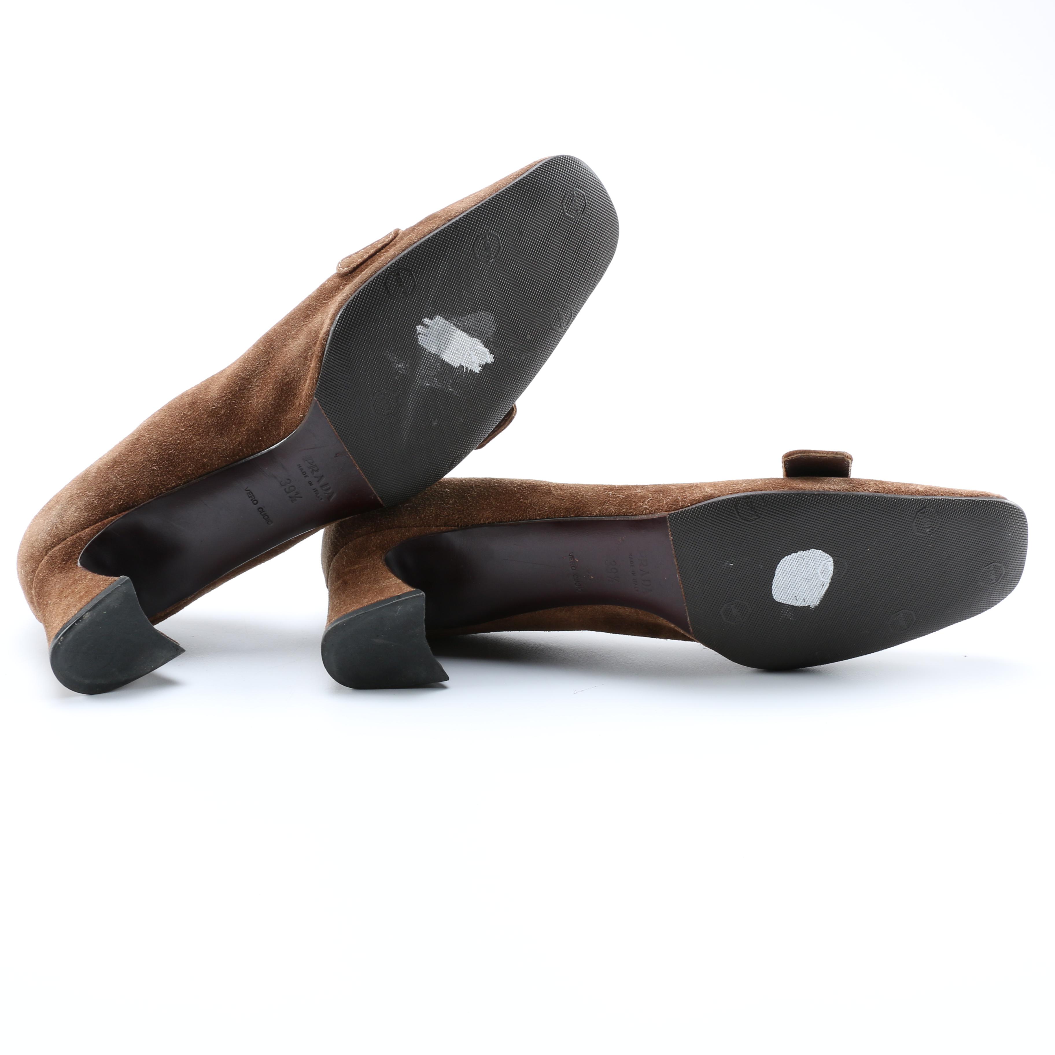 Prada Brown Suede Heels