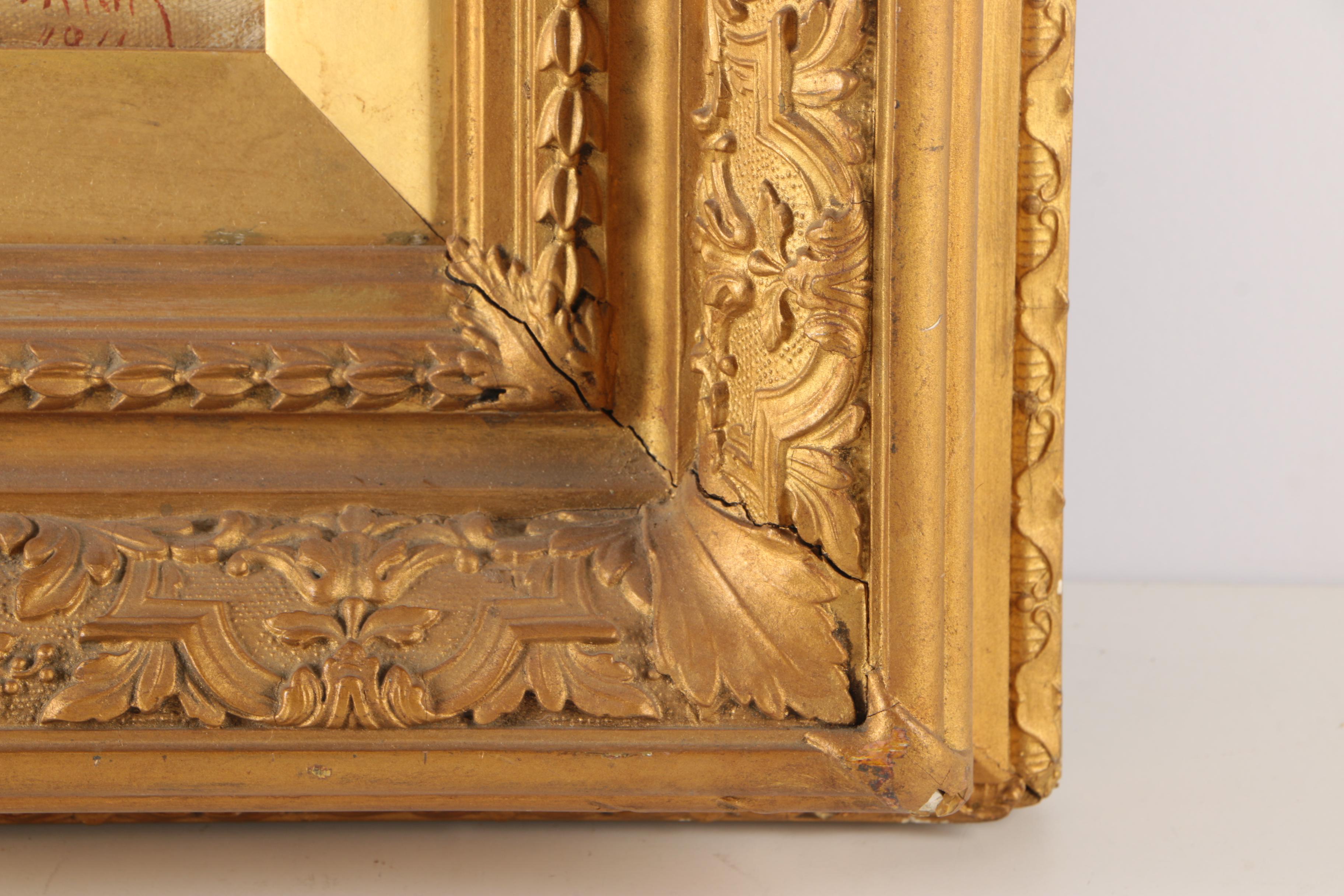 H. P. Truman Oil Painting on Canvas Board "Ship At Shore"