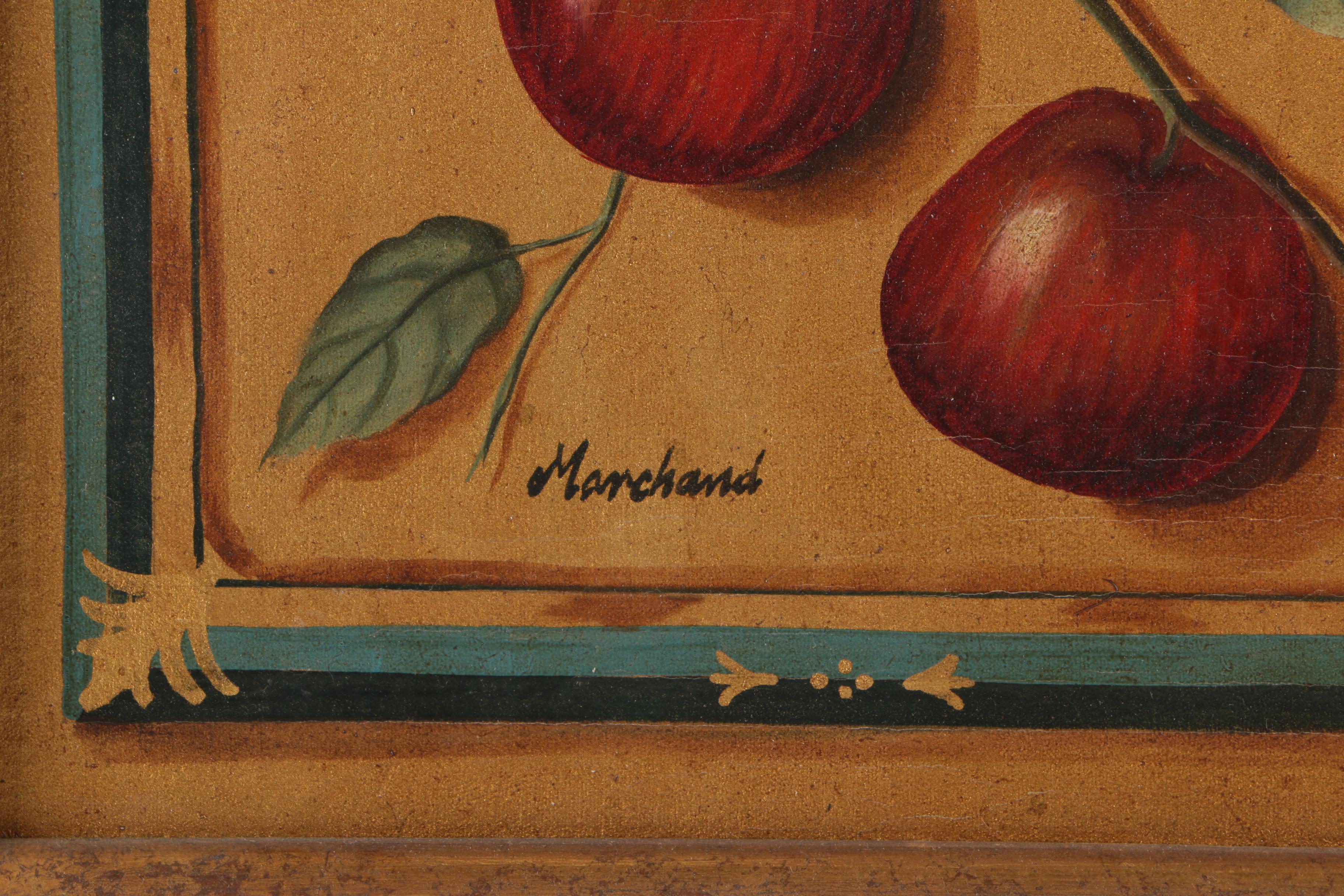 Marchand Tromp L'oeil Oil on Canvas "Fruit"