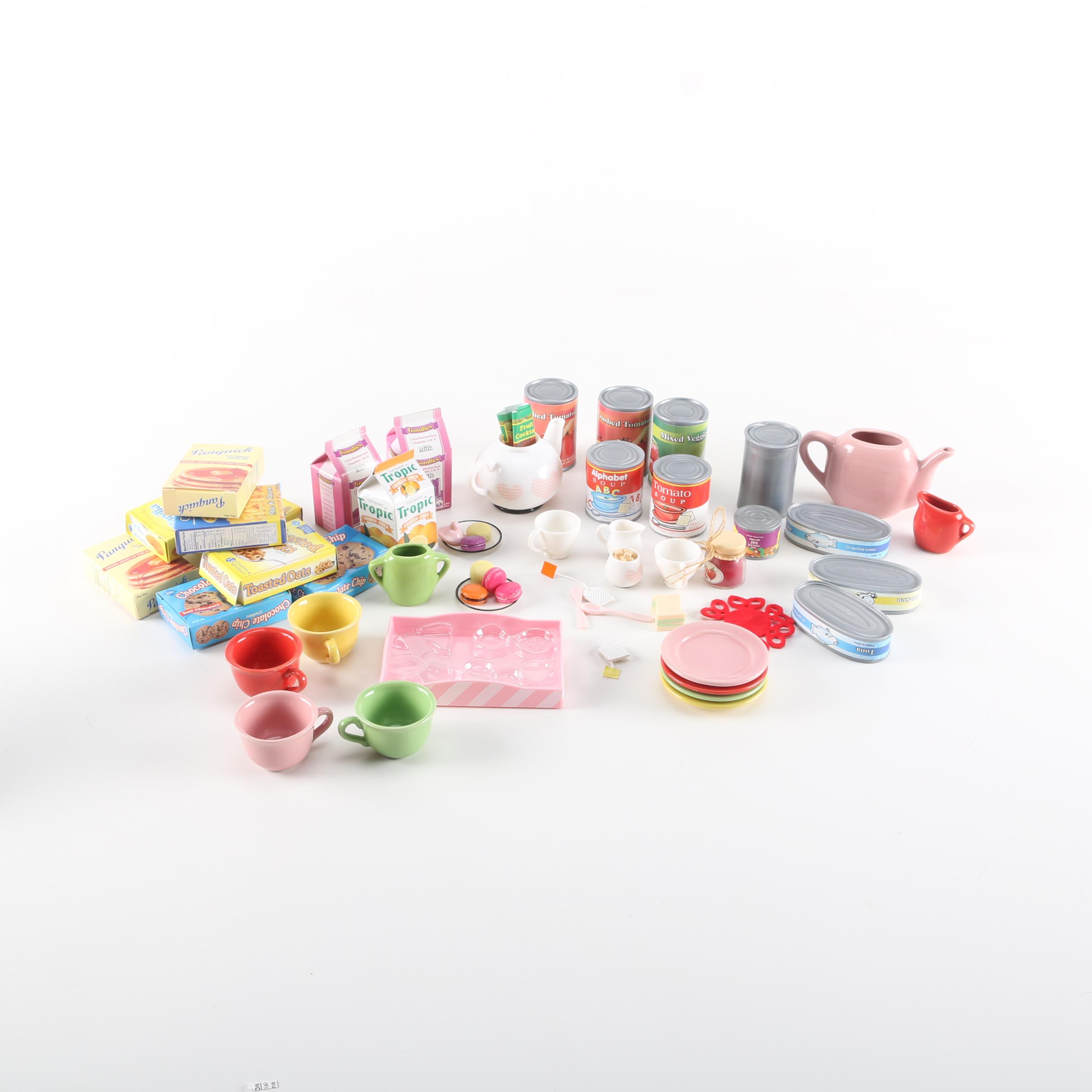 Toy Kitchen Accessories and Ceramic Dishes