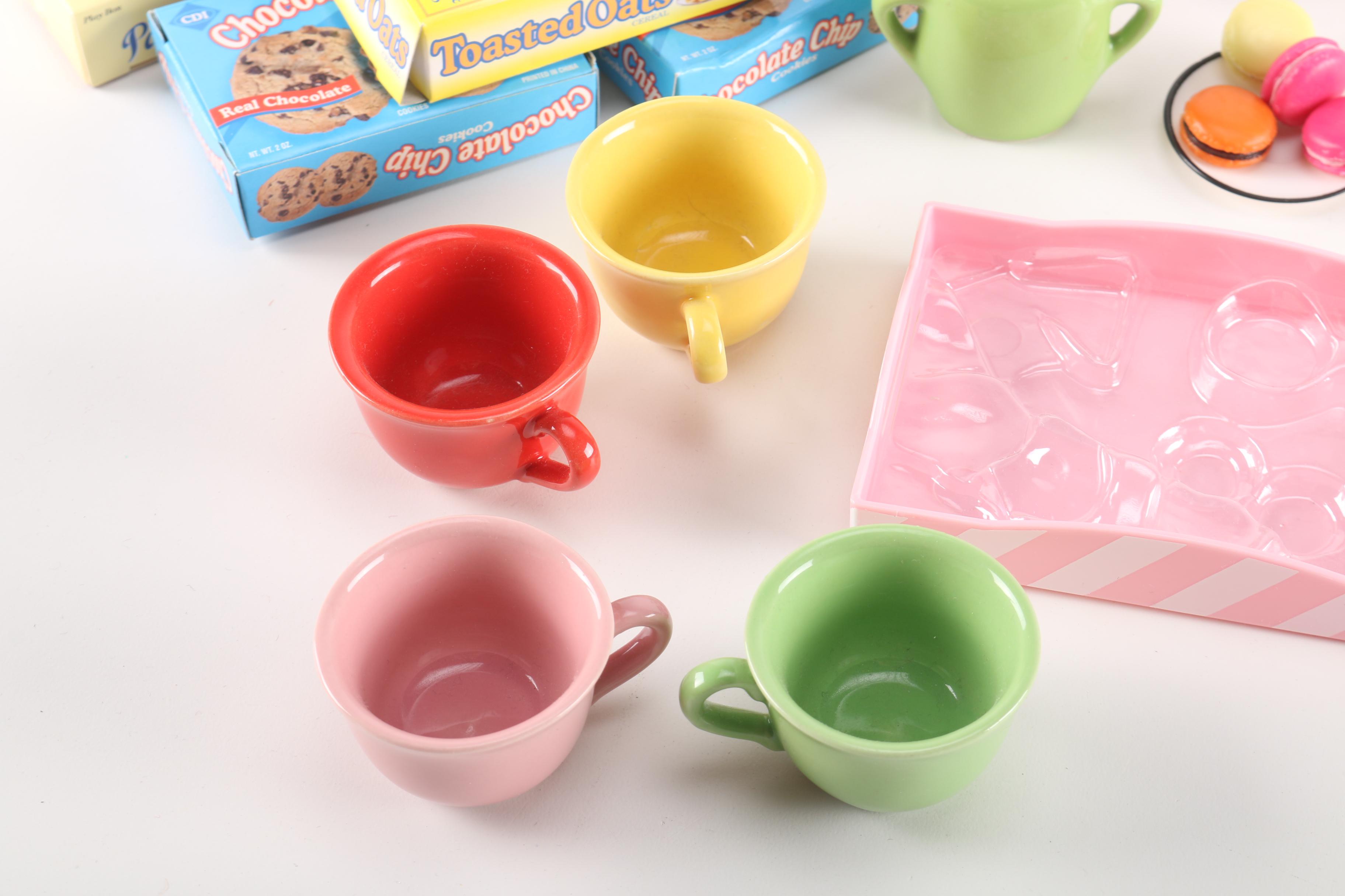 Toy Kitchen Accessories and Ceramic Dishes