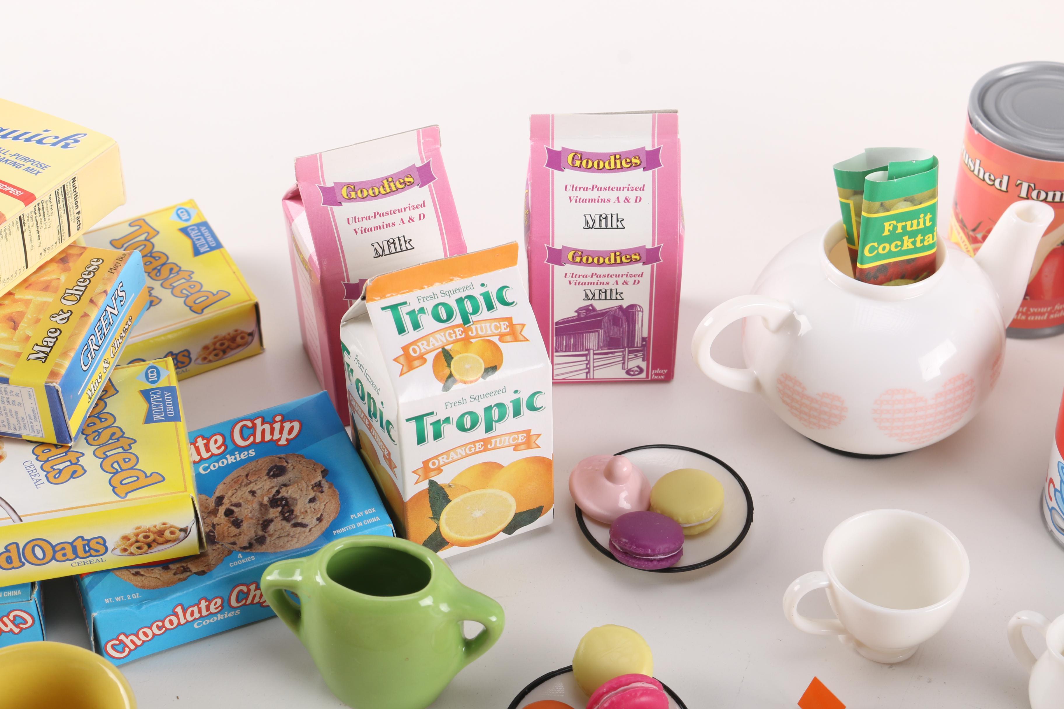 Toy Kitchen Accessories and Ceramic Dishes