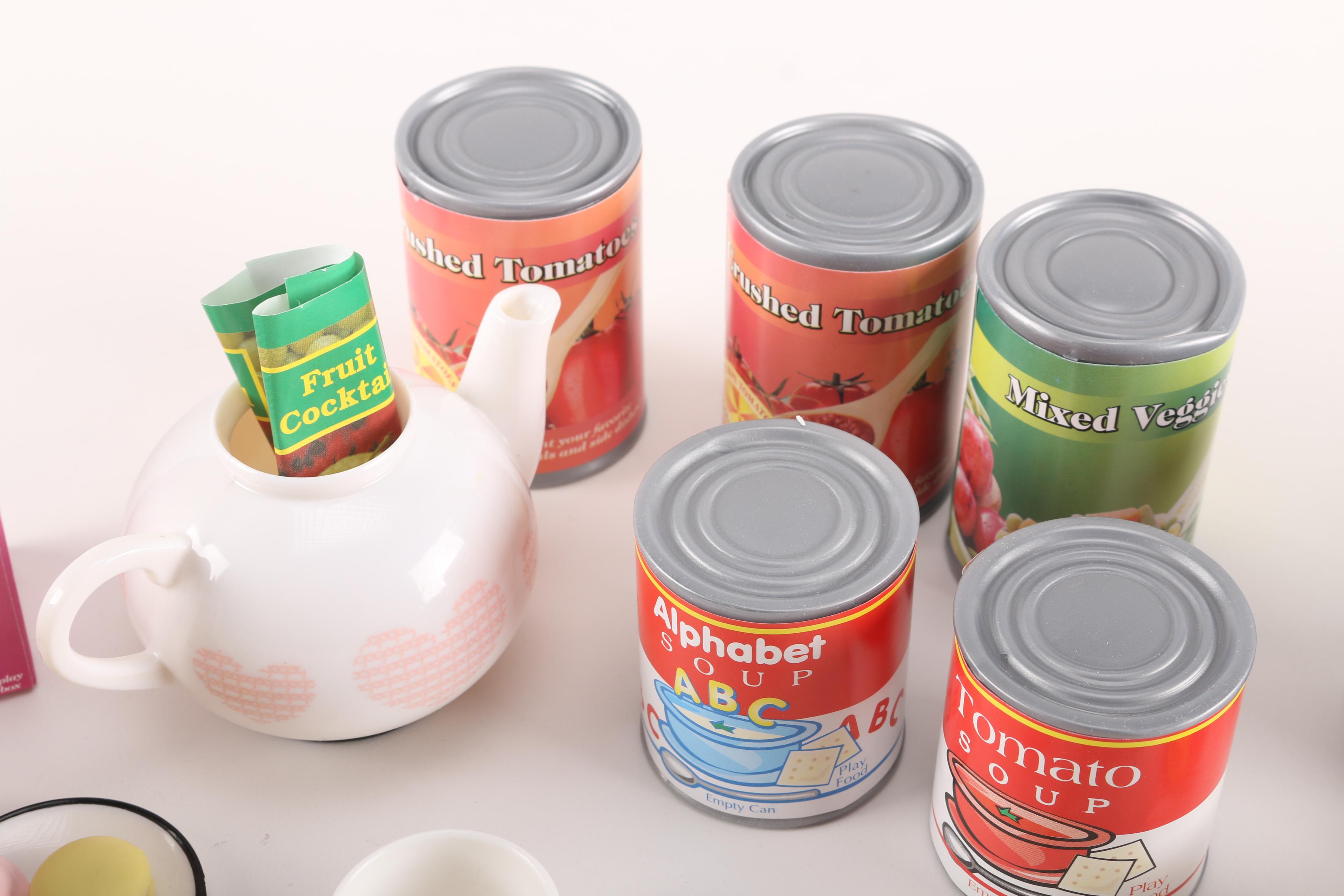 Toy Kitchen Accessories and Ceramic Dishes