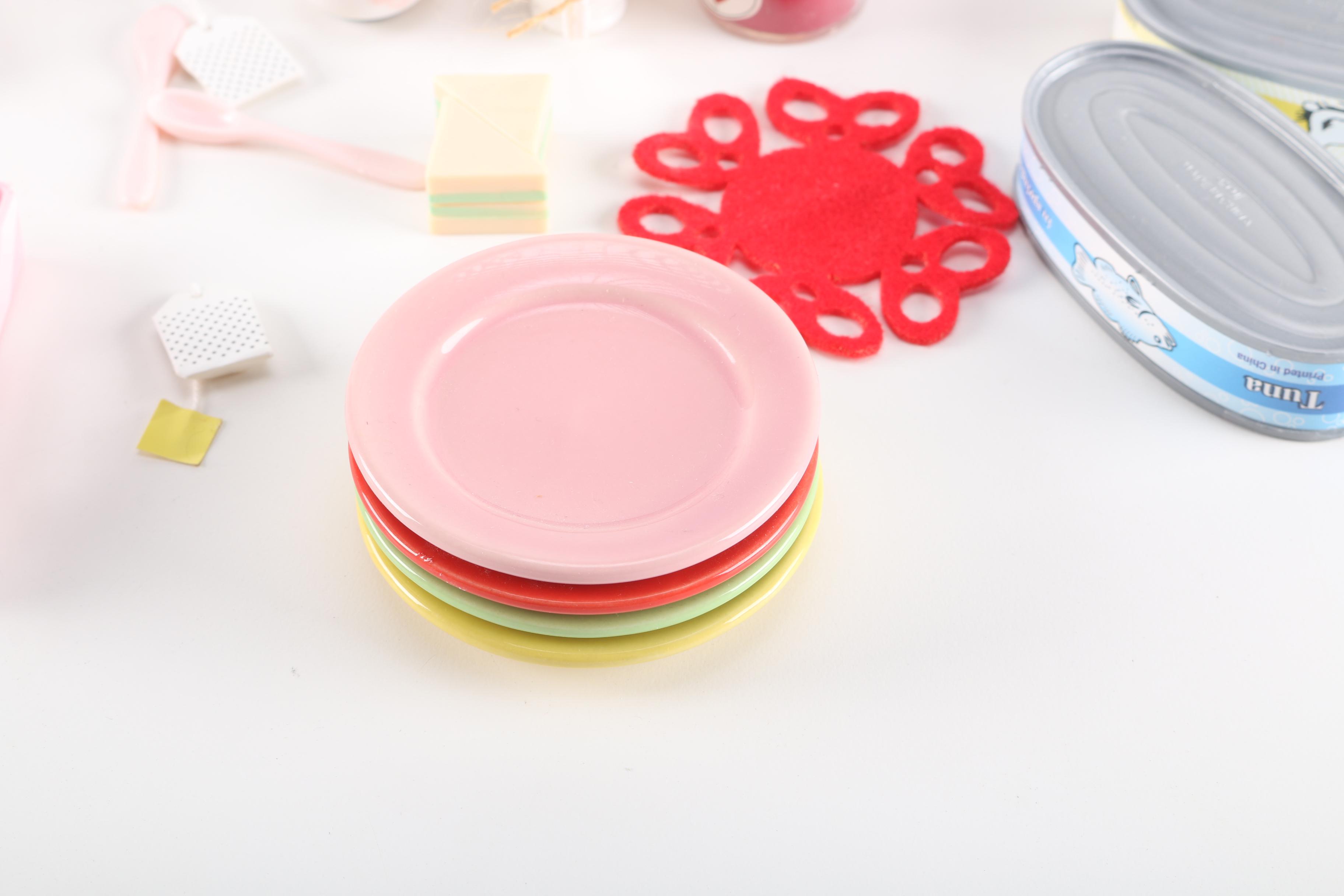 Toy Kitchen Accessories and Ceramic Dishes