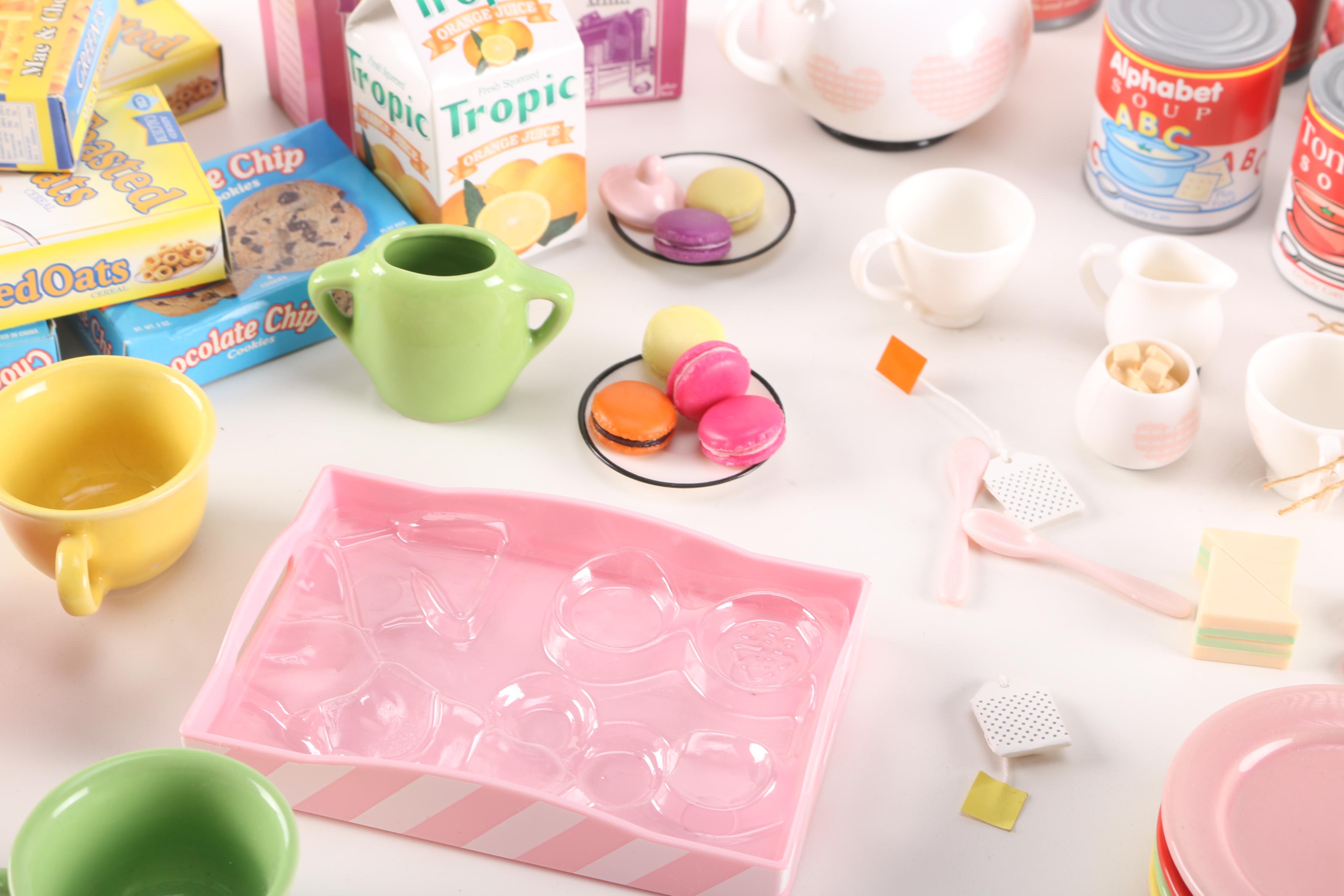 Toy Kitchen Accessories and Ceramic Dishes