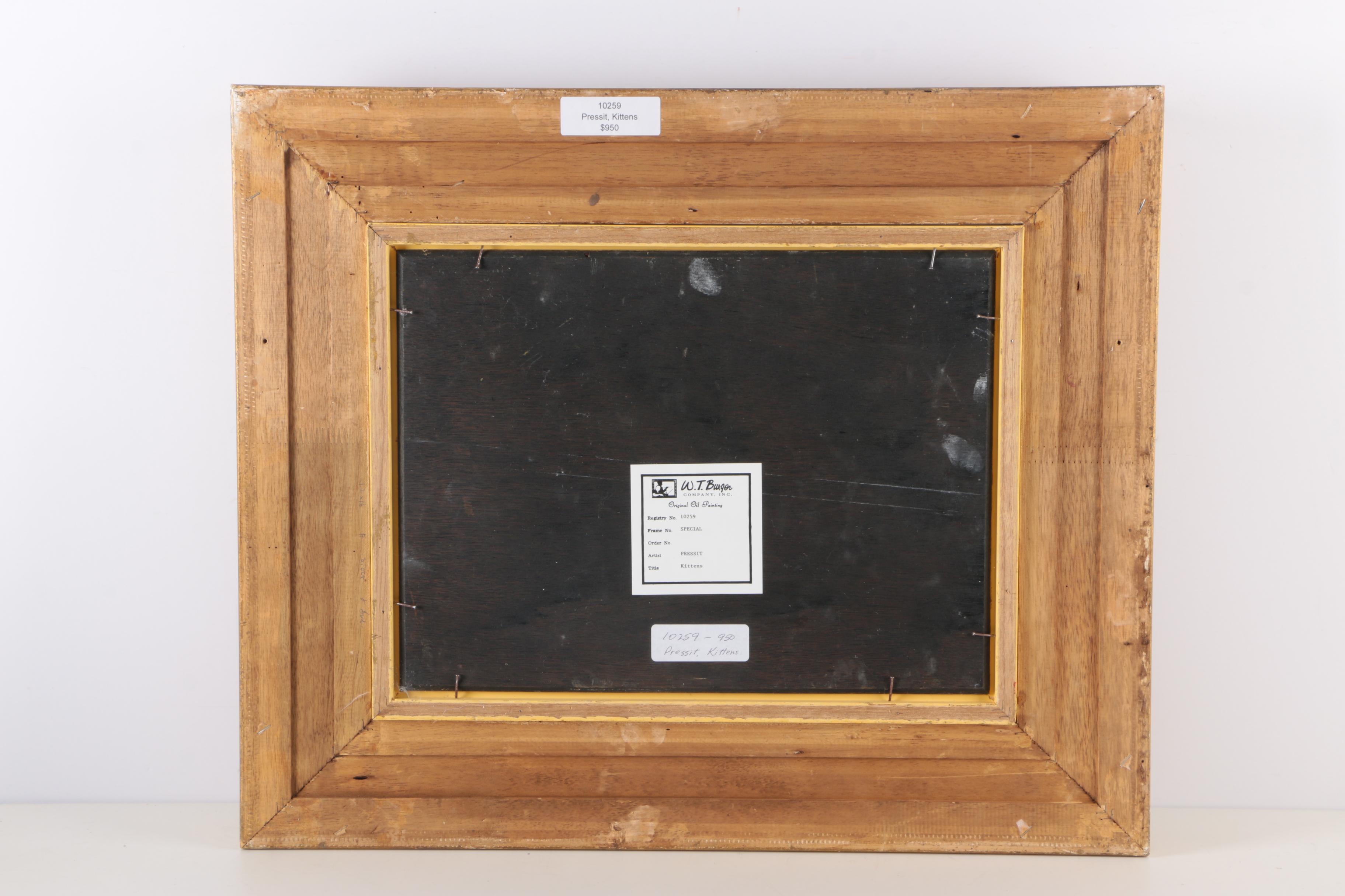 C. Pressit Oil Painting on Panel "Kittens"