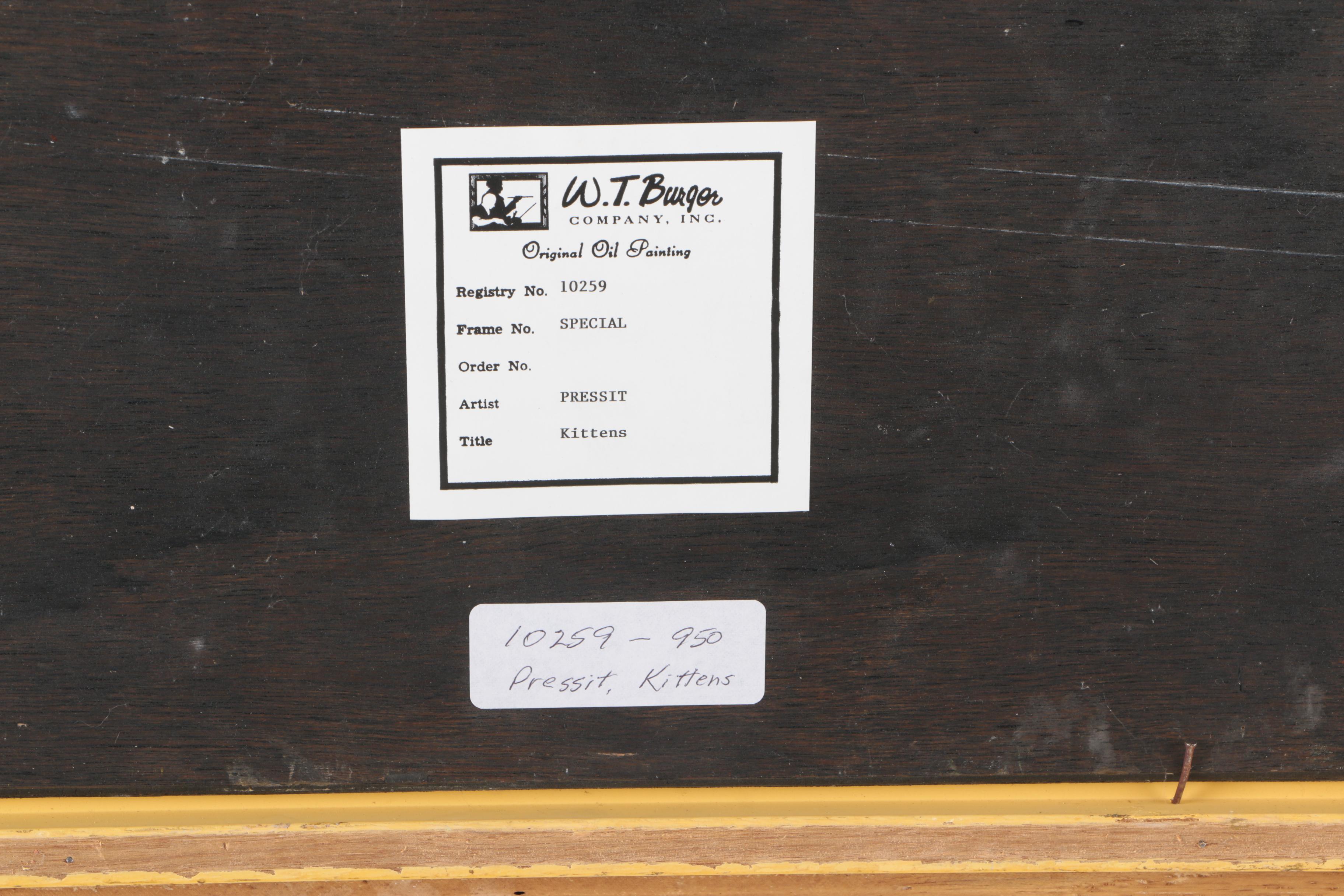 C. Pressit Oil Painting on Panel "Kittens"