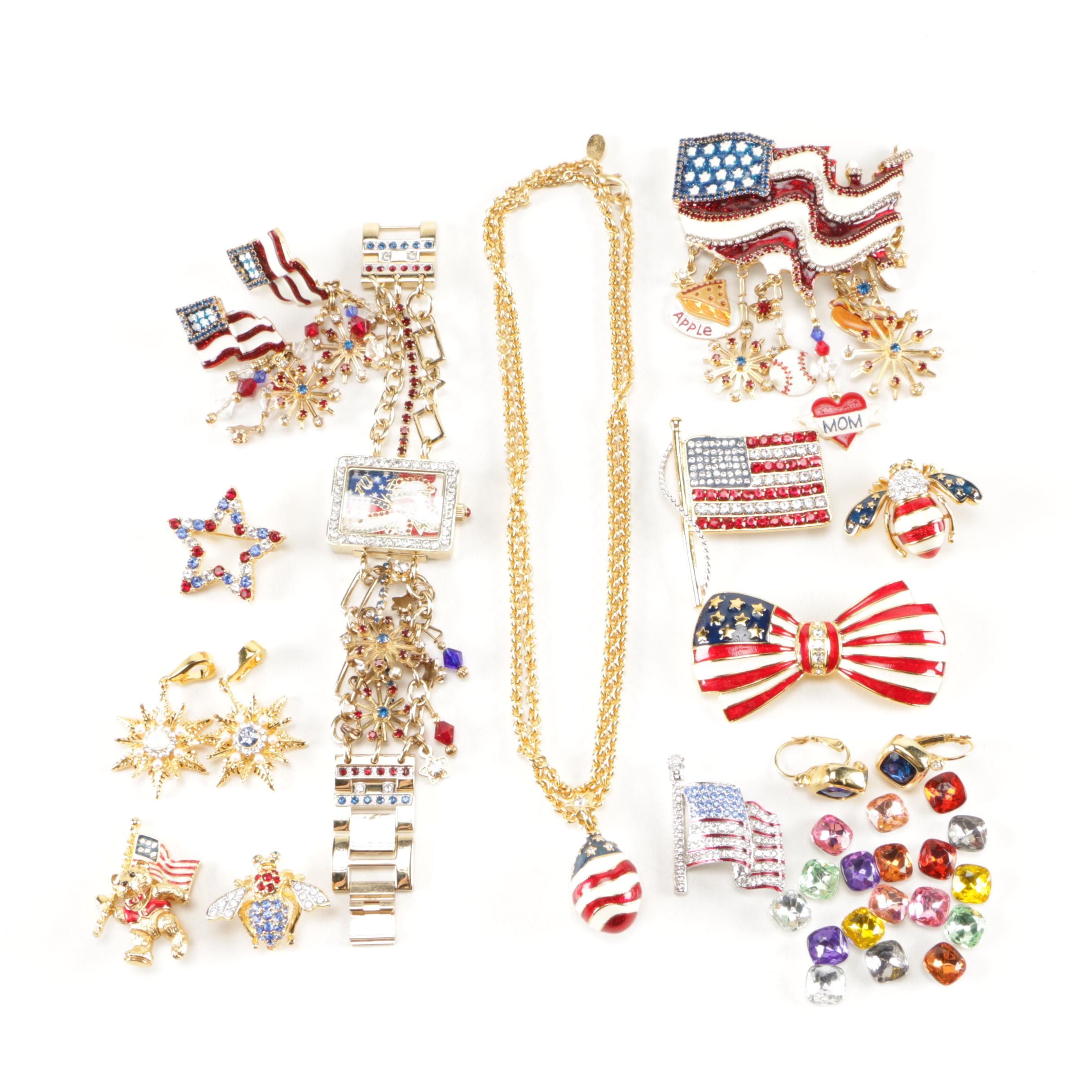 Patriotic Jewelry Including Christopher Radko and Kenneth Jay Lane