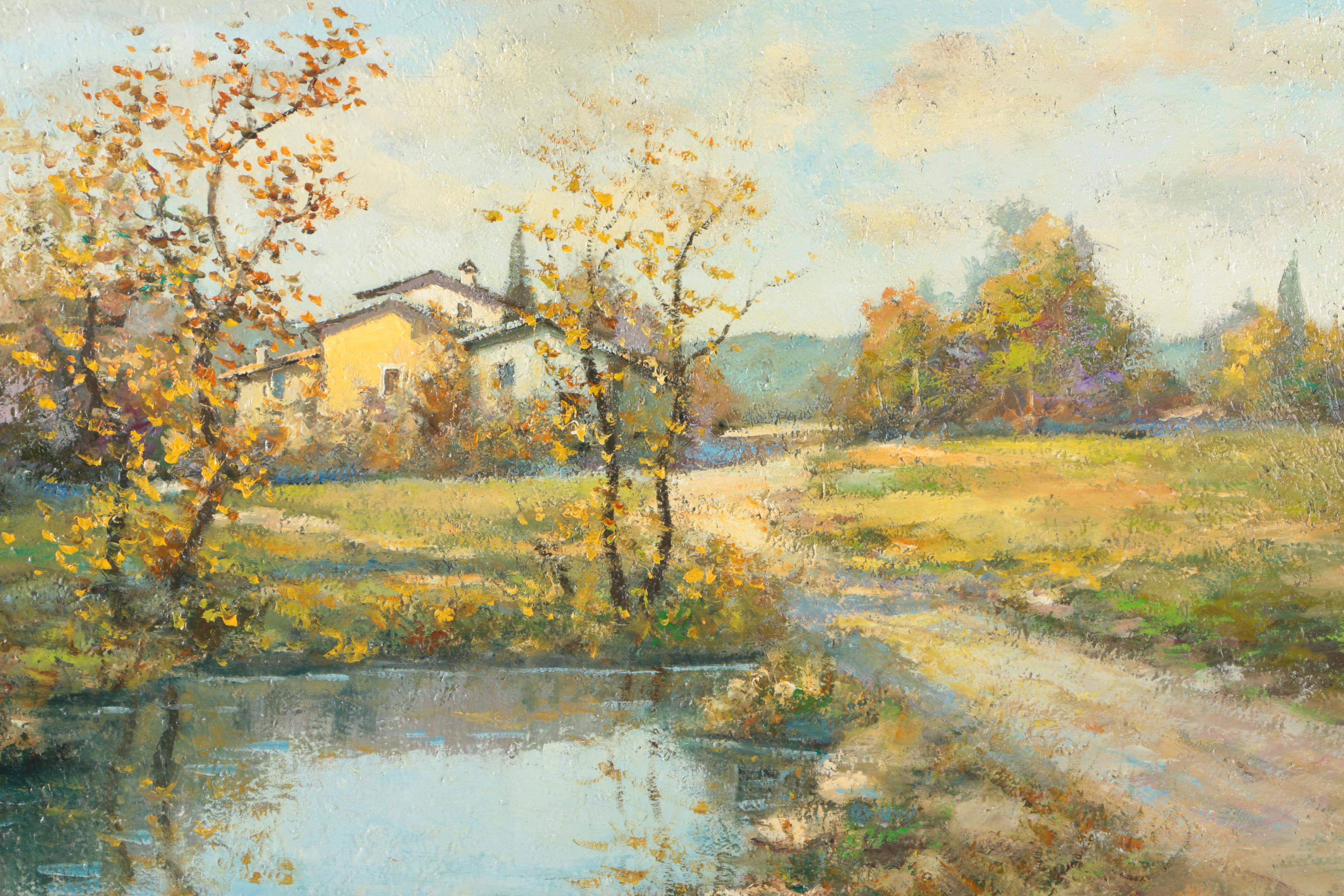 Donato Cervellino Oil Painting on Canvas Village Landscape