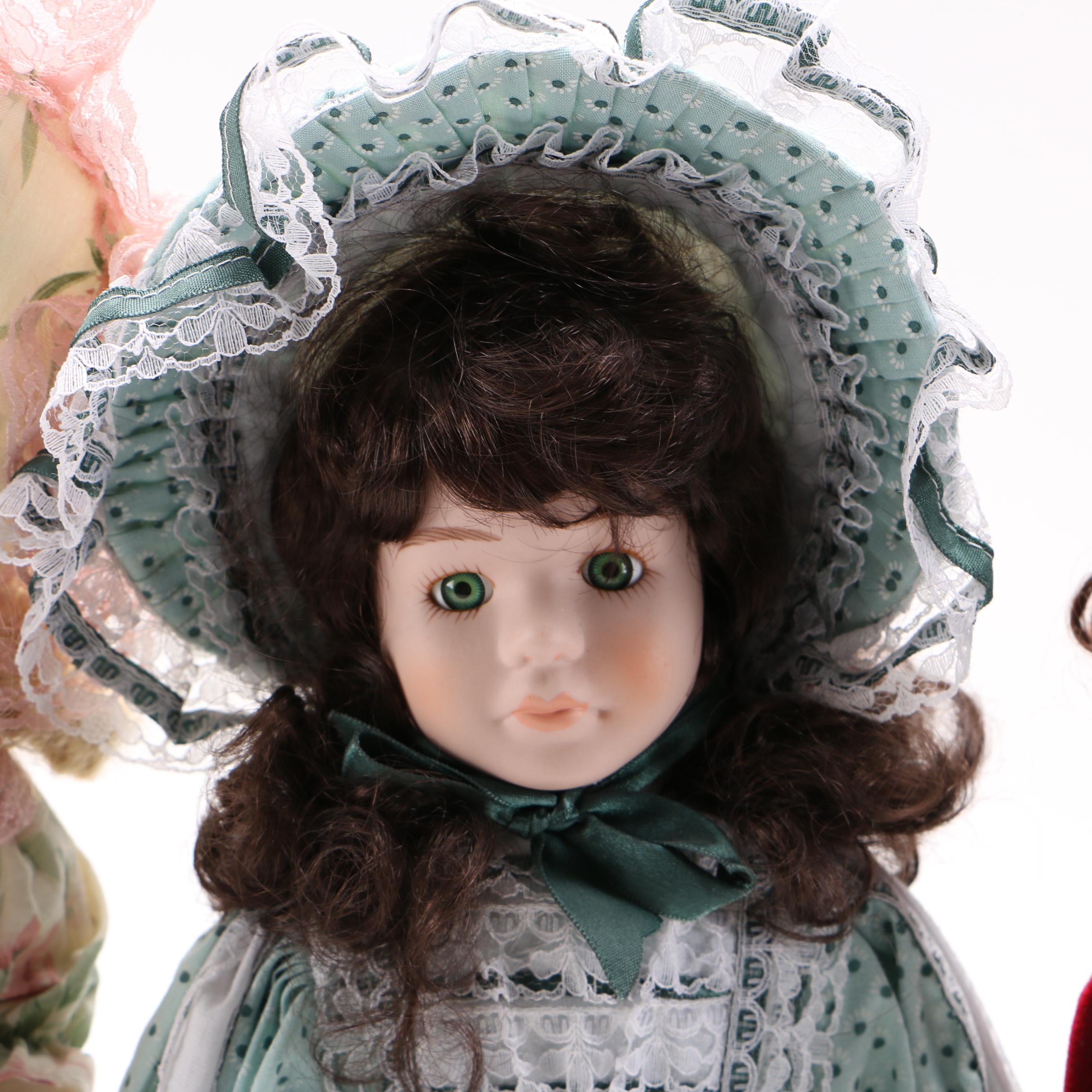 Collection of Victorian Style Porcelain Dolls