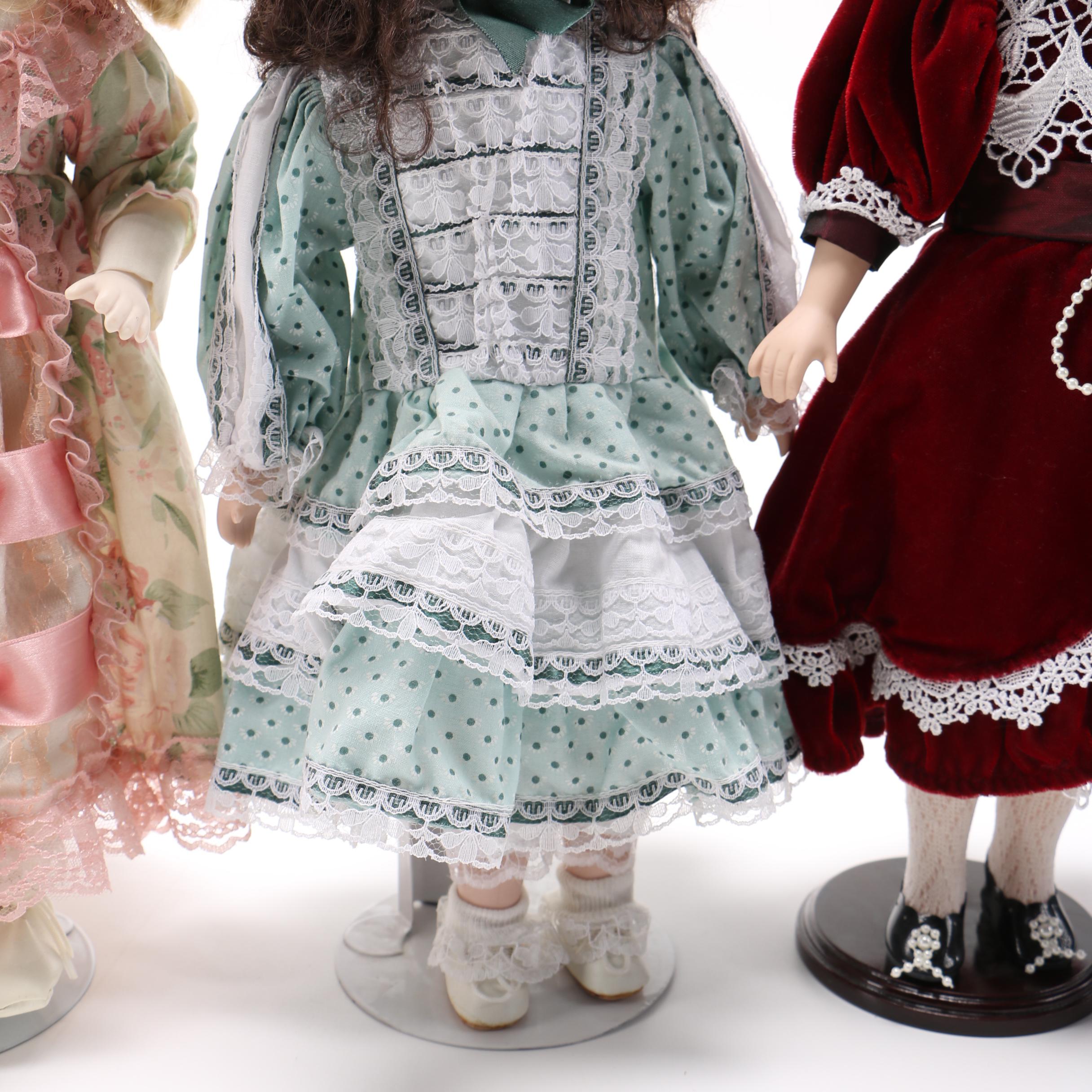 Collection of Victorian Style Porcelain Dolls