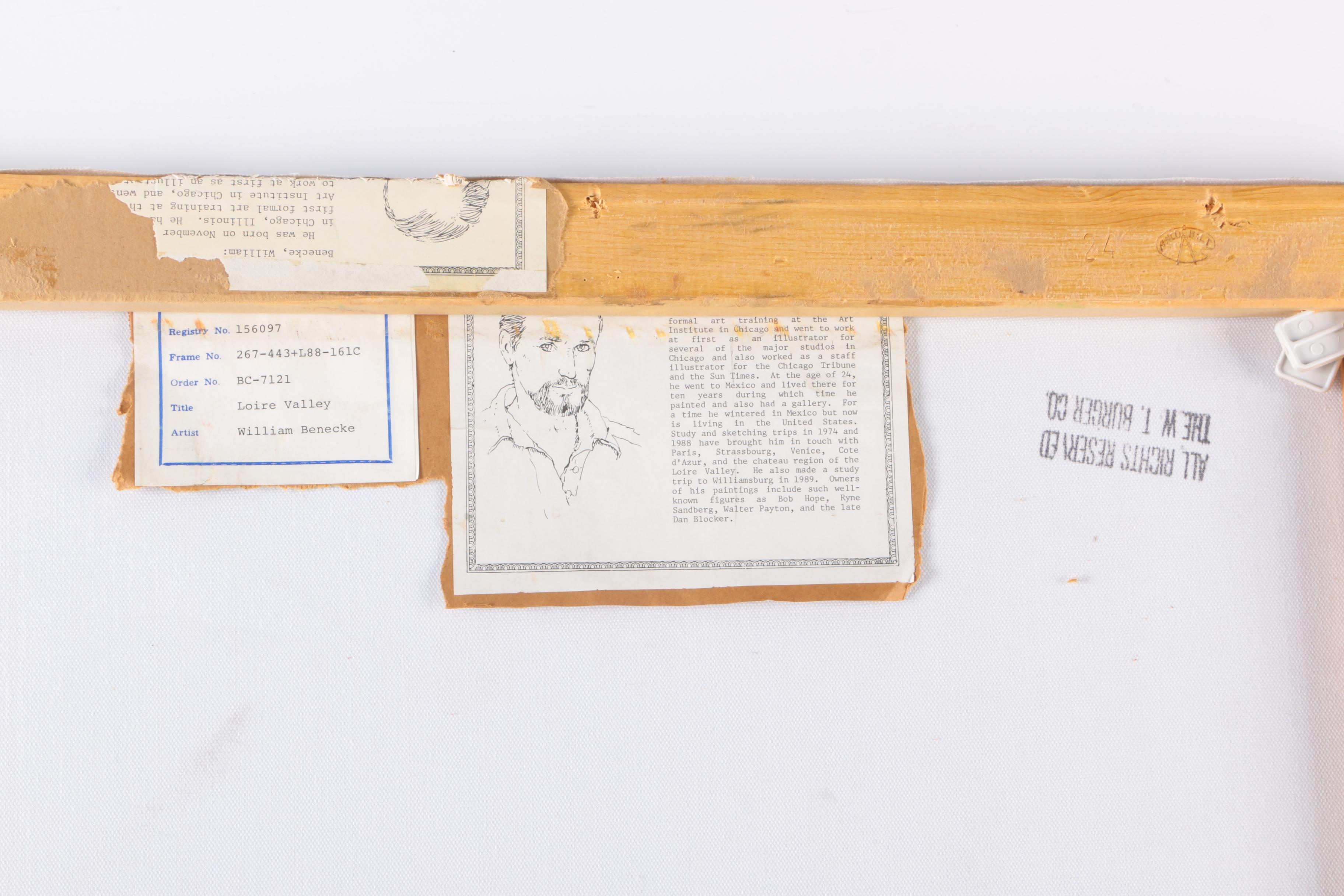 William Benecke Oil Painting on Canvas "Loire Valley"