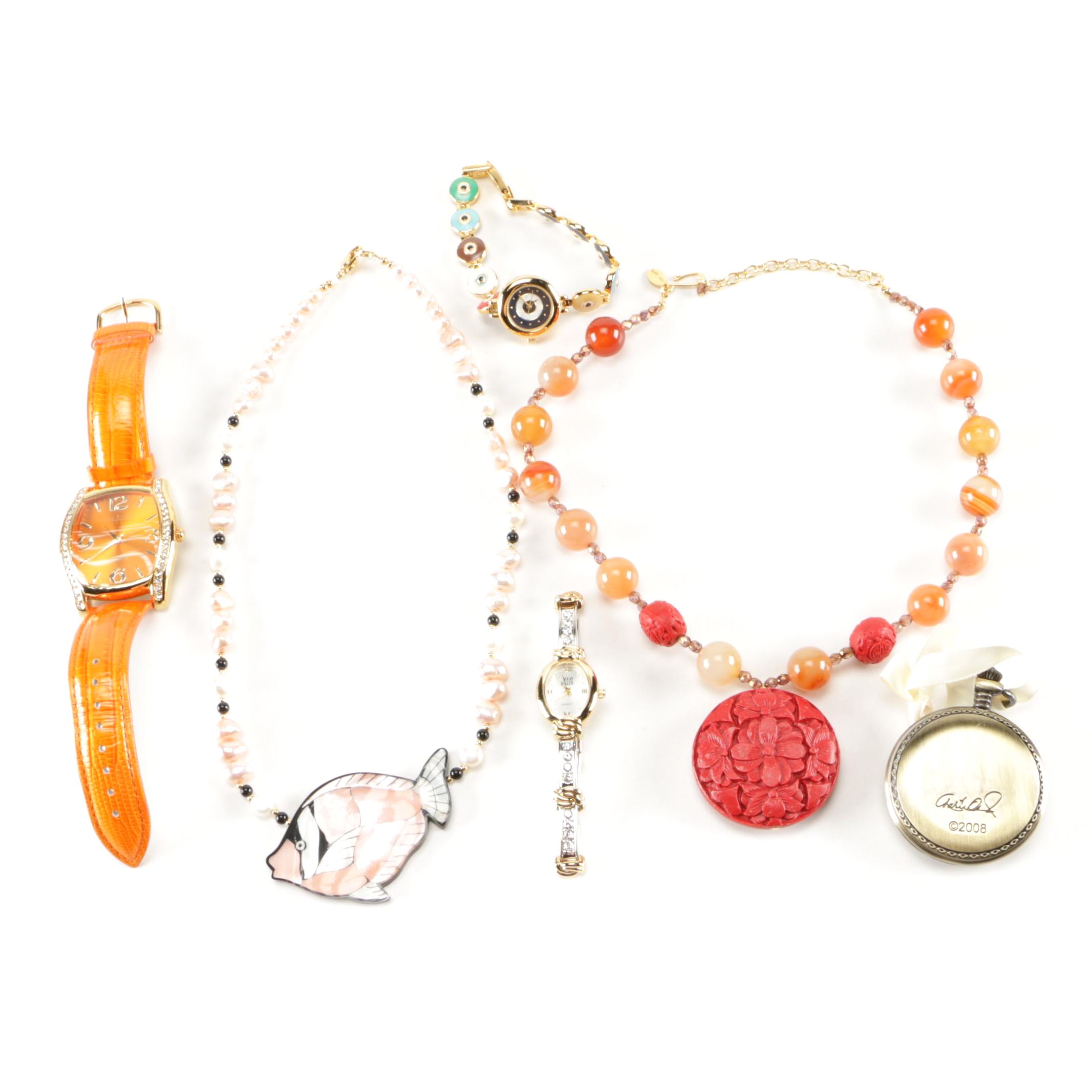 Watches, Necklaces and a Locket Including Nolan Miller