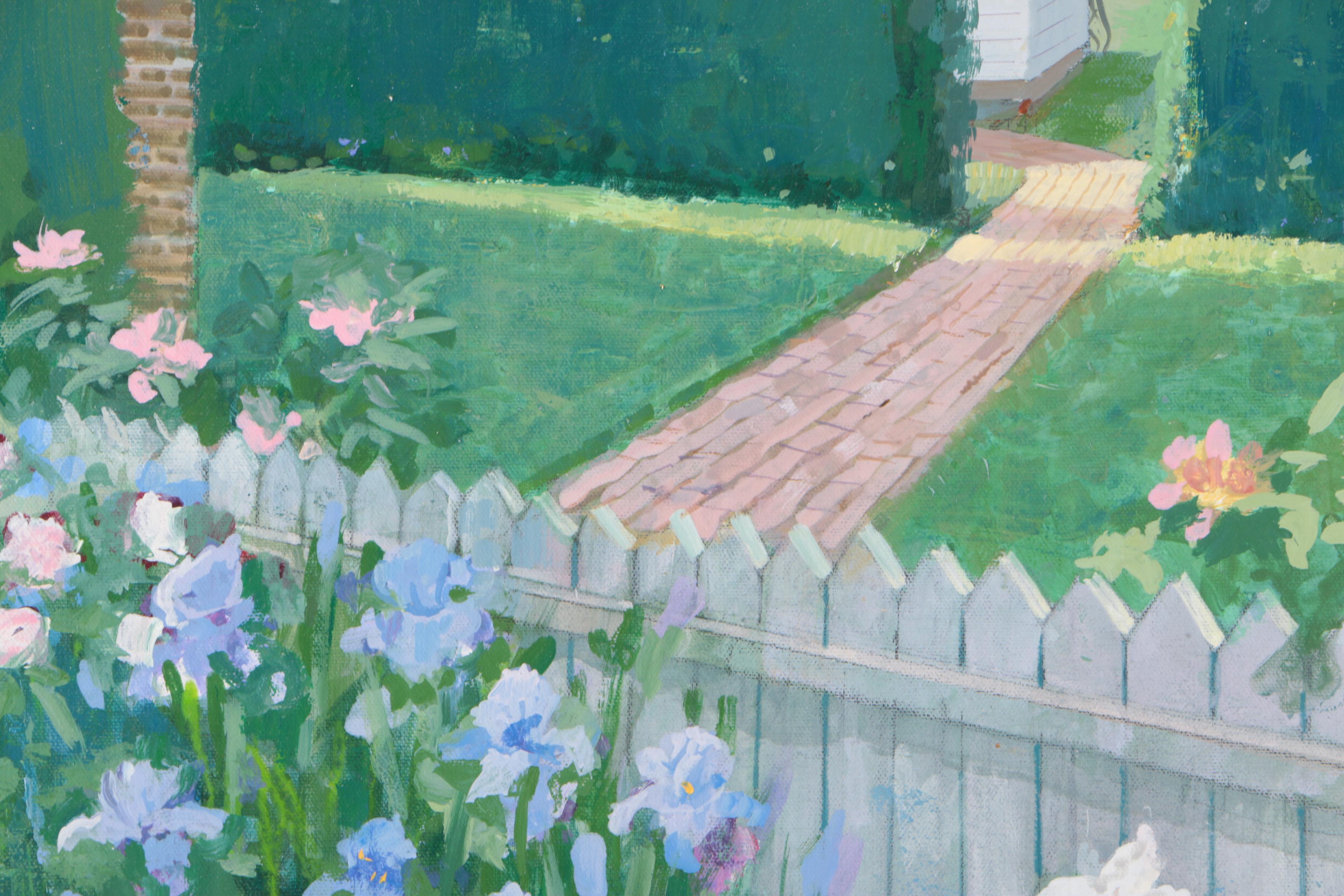 William Benecke Oil Painting on Canvas "Colonial Garden"