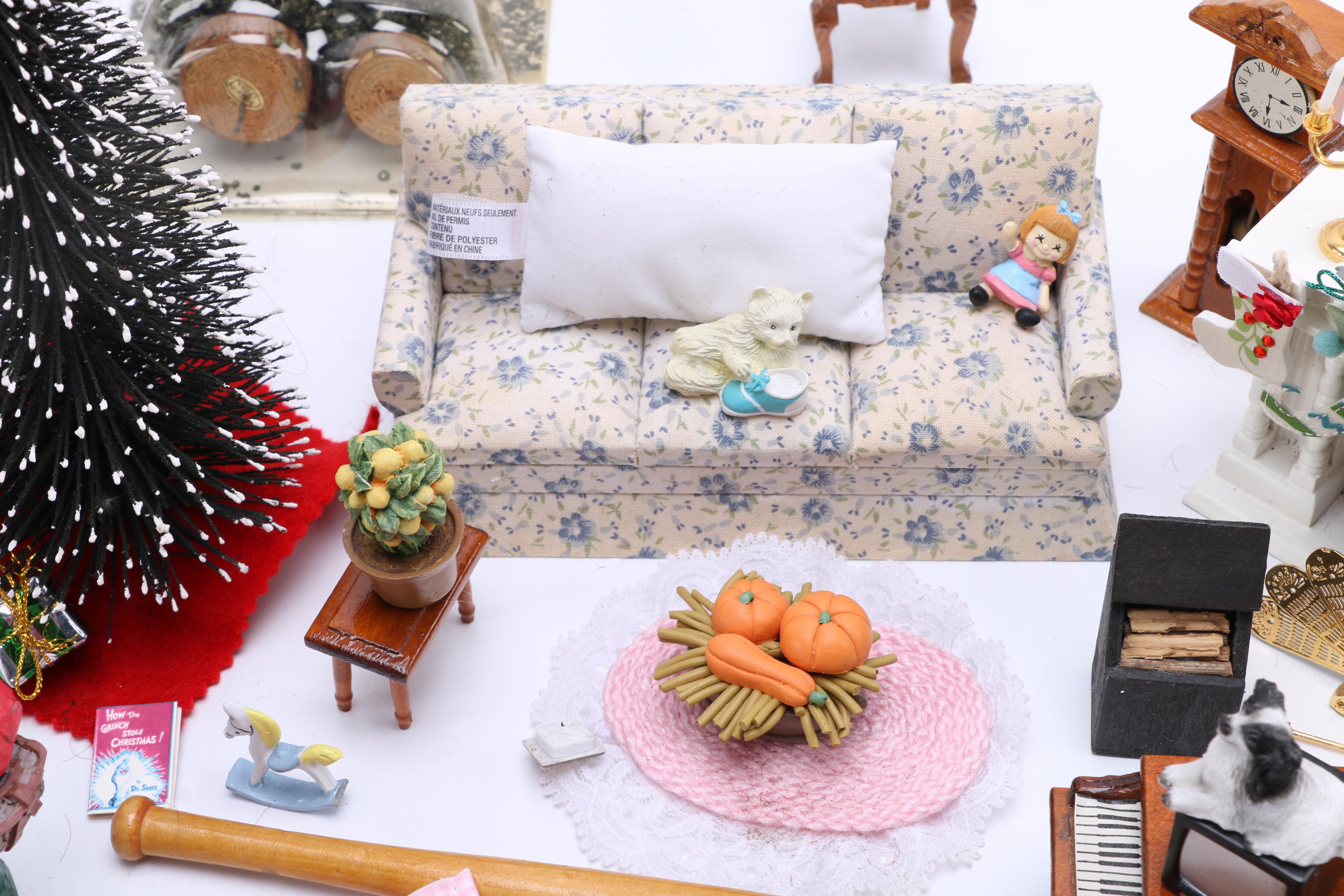 Assorted Wood and Plastic Doll House Accessories