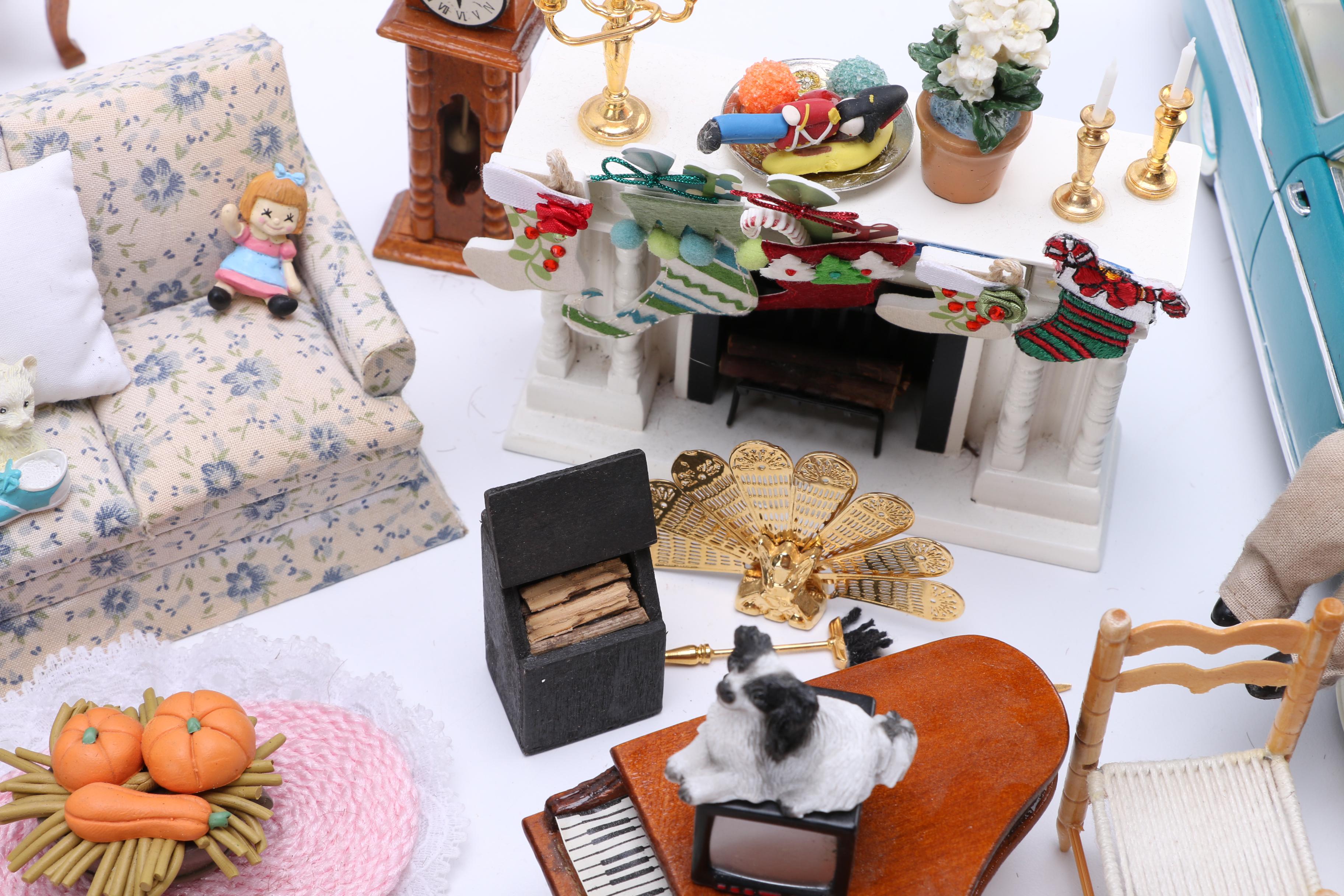 Assorted Wood and Plastic Doll House Accessories