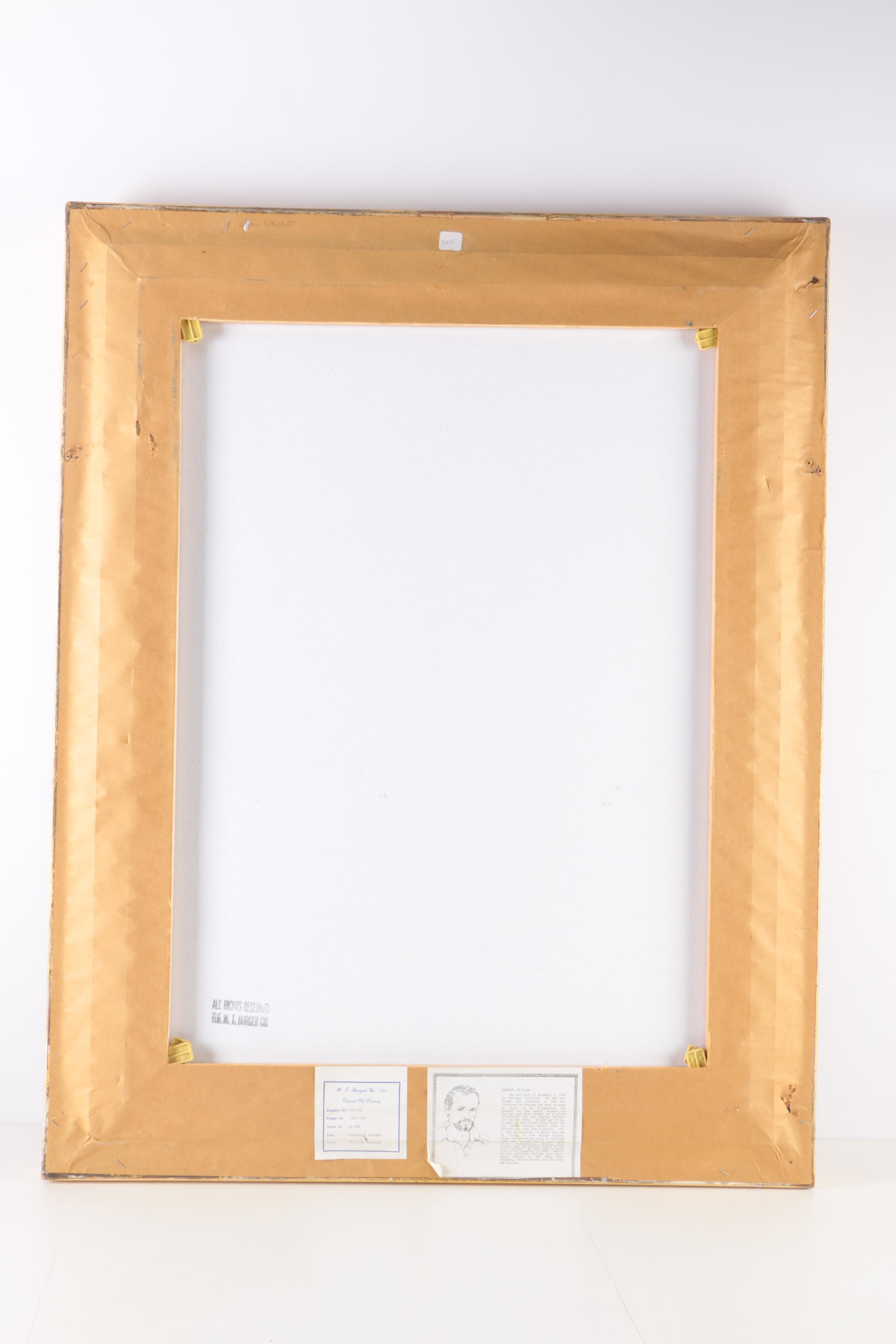 William Benecke Oil Painting on Canvas "Colonial Garden"