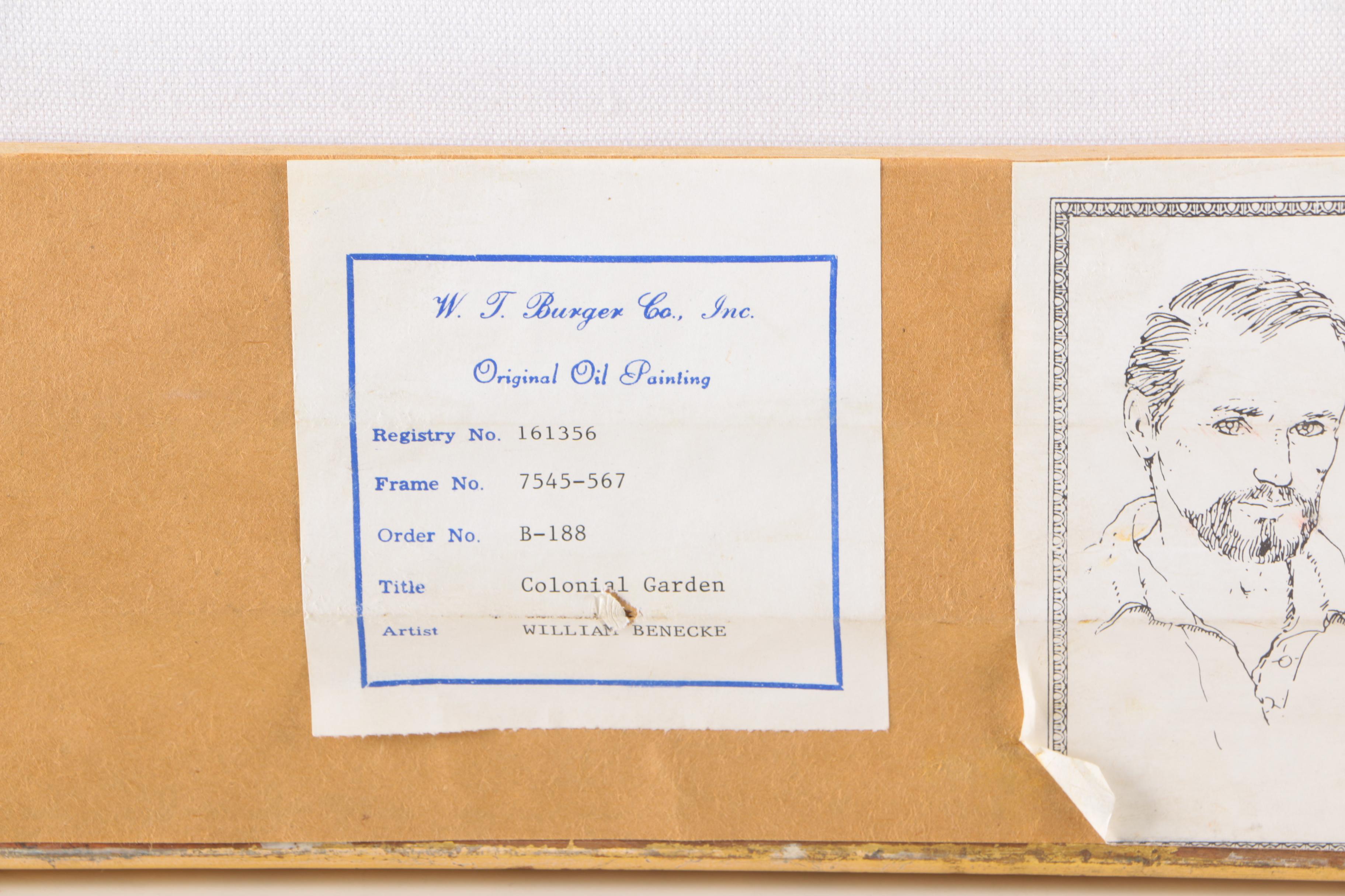 William Benecke Oil Painting on Canvas "Colonial Garden"