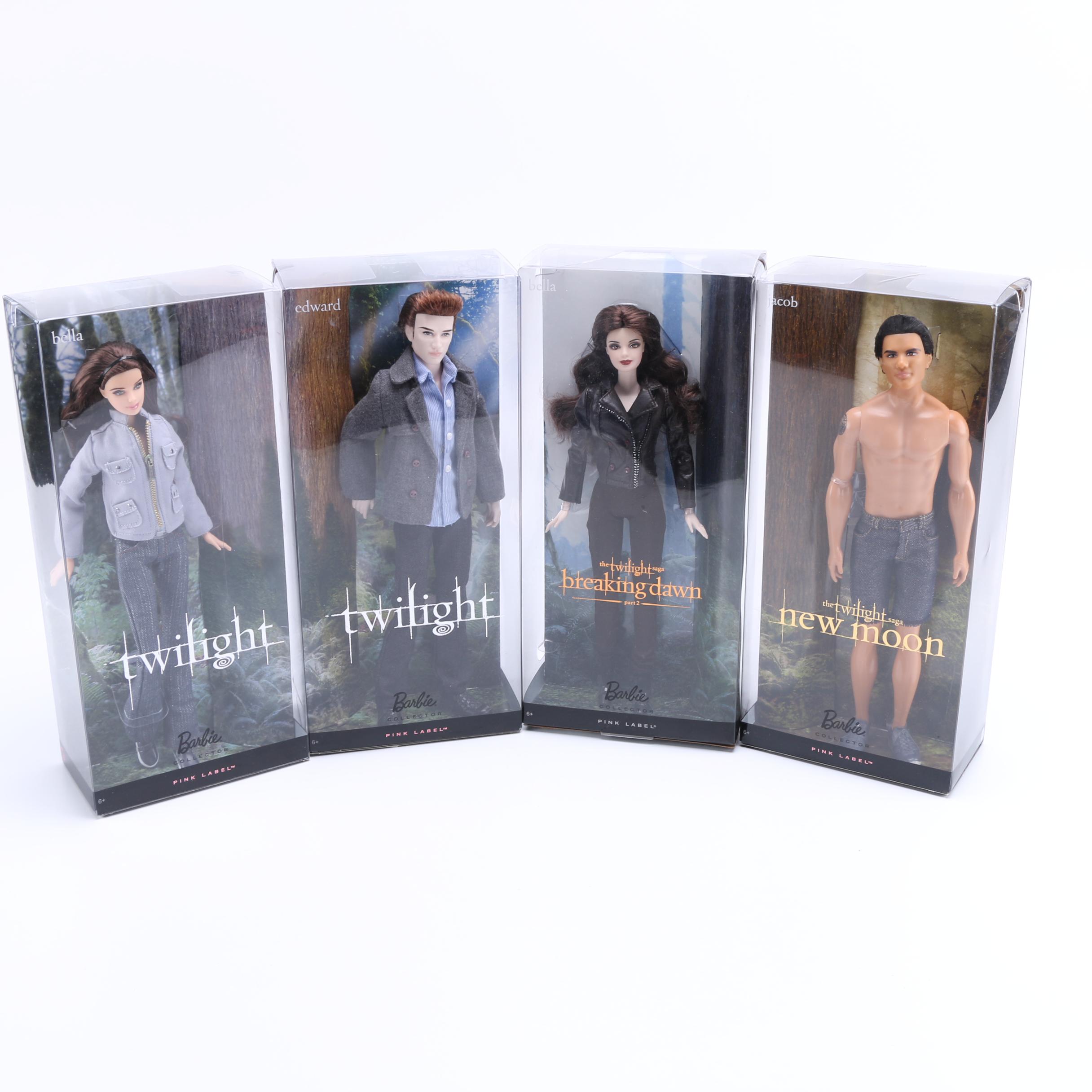 Set of Four "Twilight" Pink Label Barbie Dolls